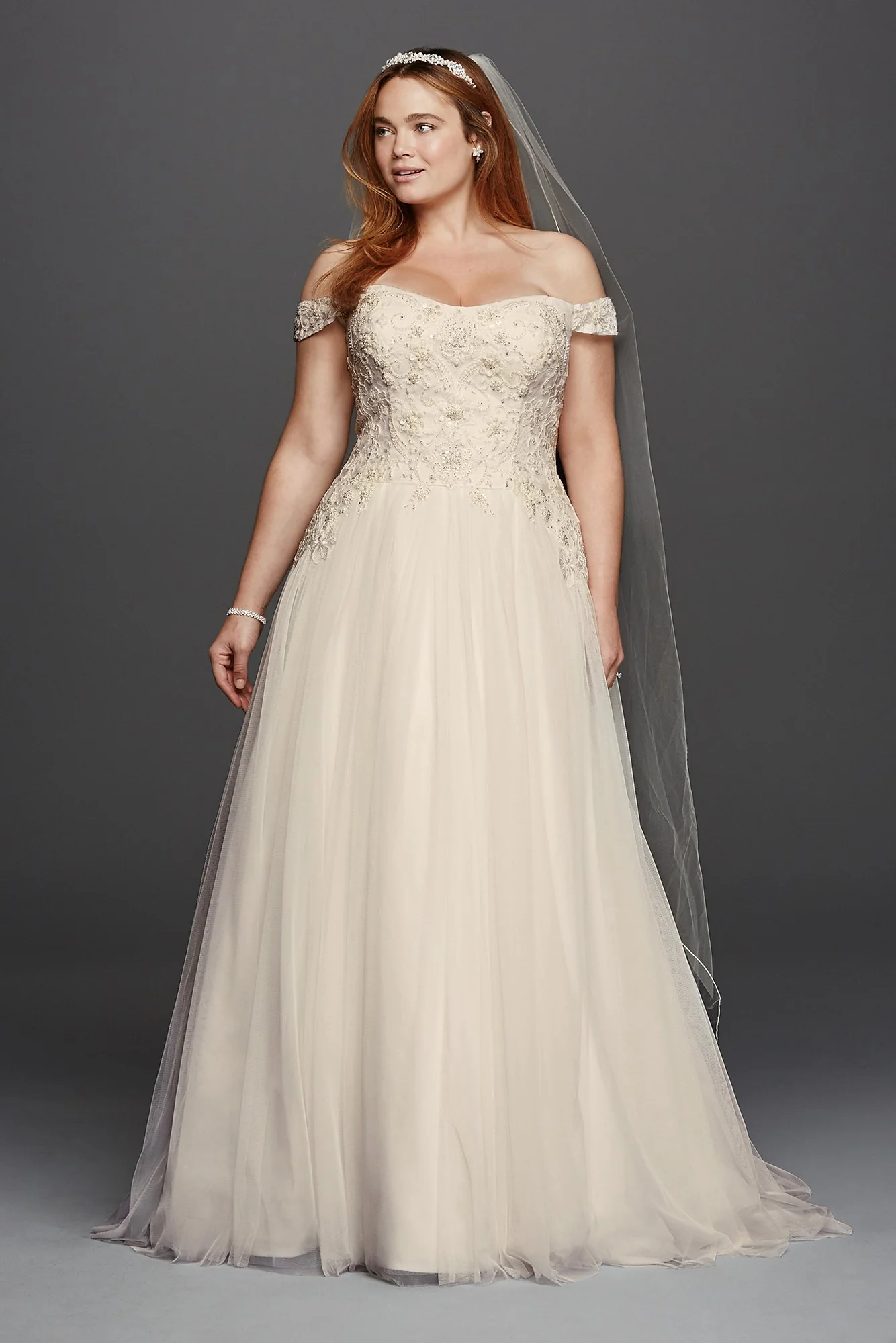 As-Is Tulle Plus Size Ball Gown Wedding Dress - Image 2