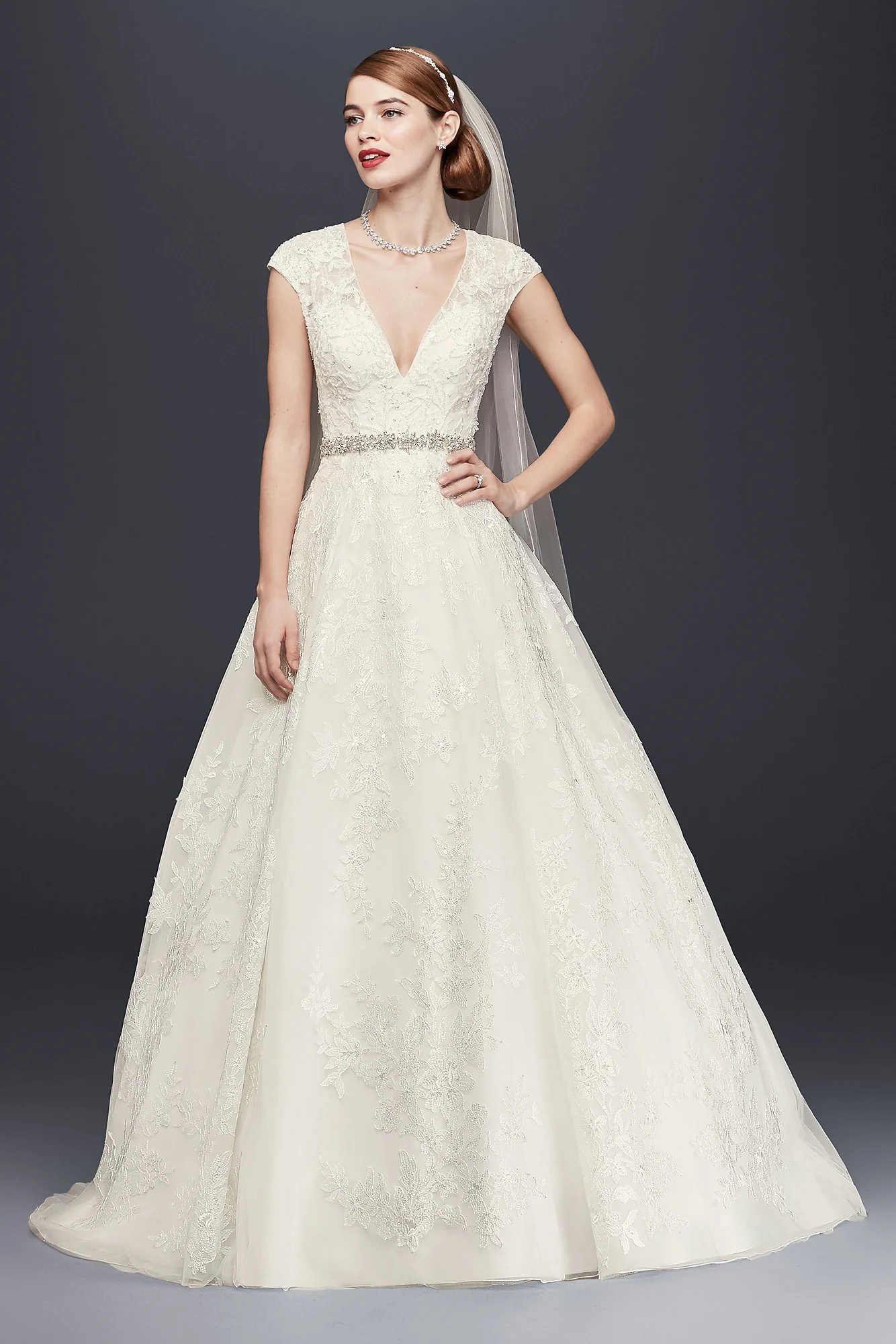 As-Is V-Neck Cap Sleeve Wedding Dress - Image 2