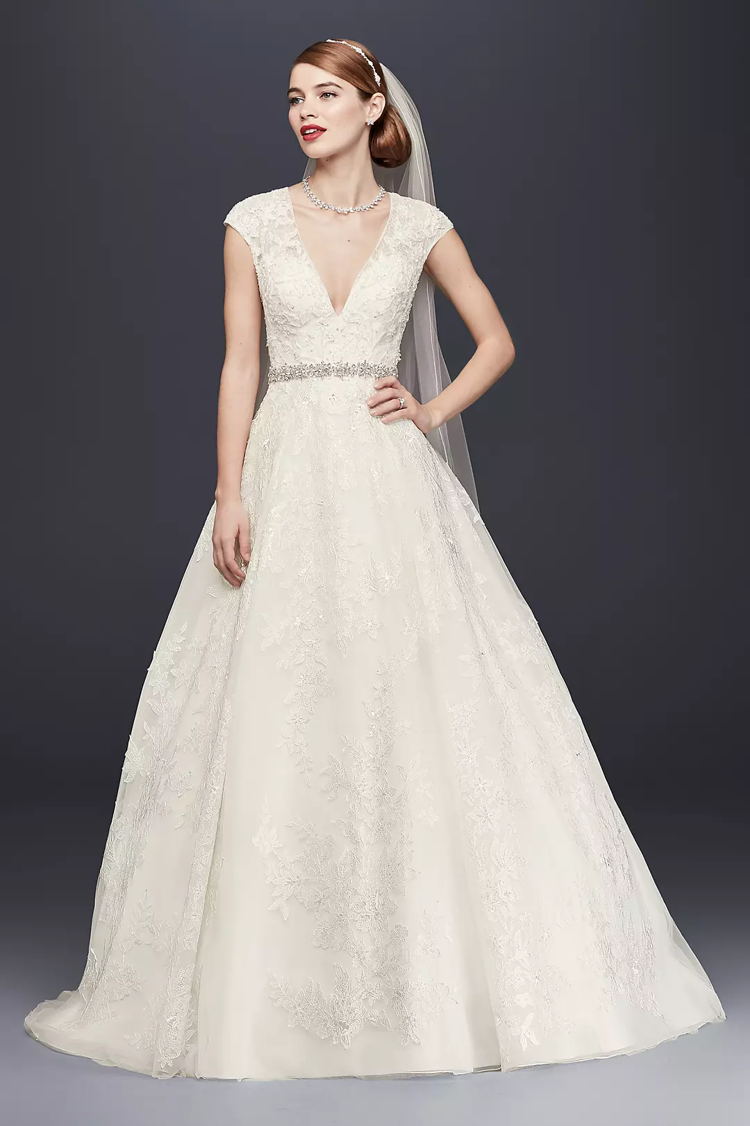 As-Is V-Neck Cap Sleeve Wedding Dress - Image 4