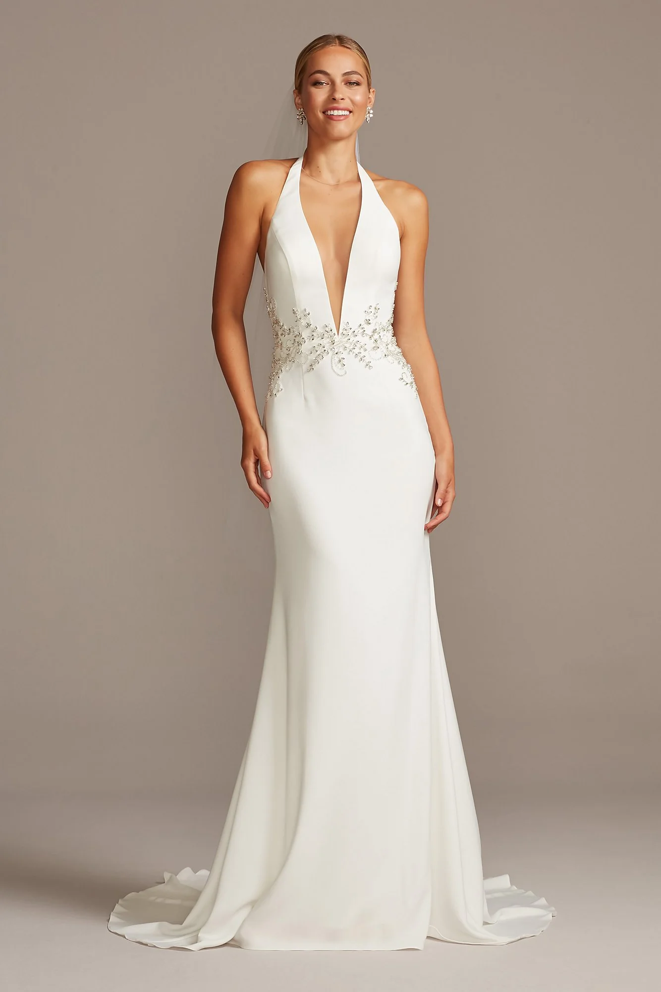 As Is Waist Plunge Halter Wedding Dress - Image 2