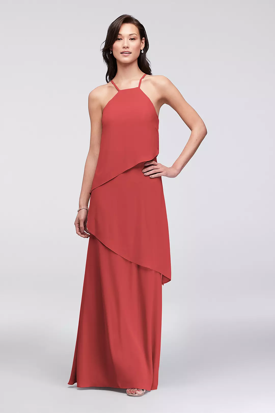As is Waterfall Tier Georgette Bridesmaid Dress