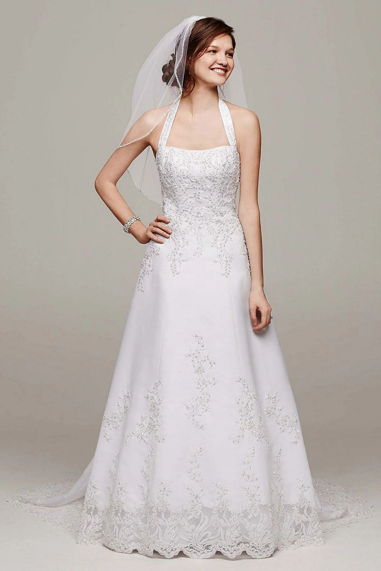 As-Is Wedding Dress with Cut Out Lace Hem