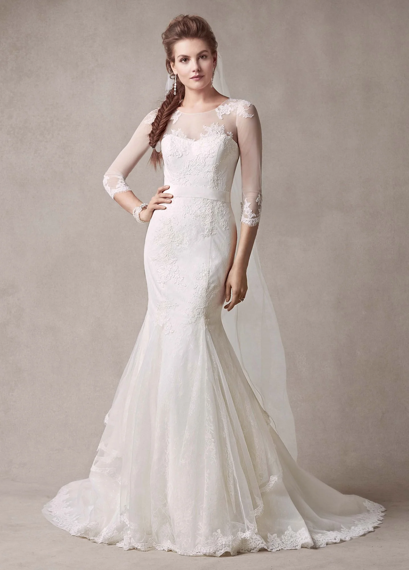 As-Is Wedding Dress with Illusion Sleeves - Image 2