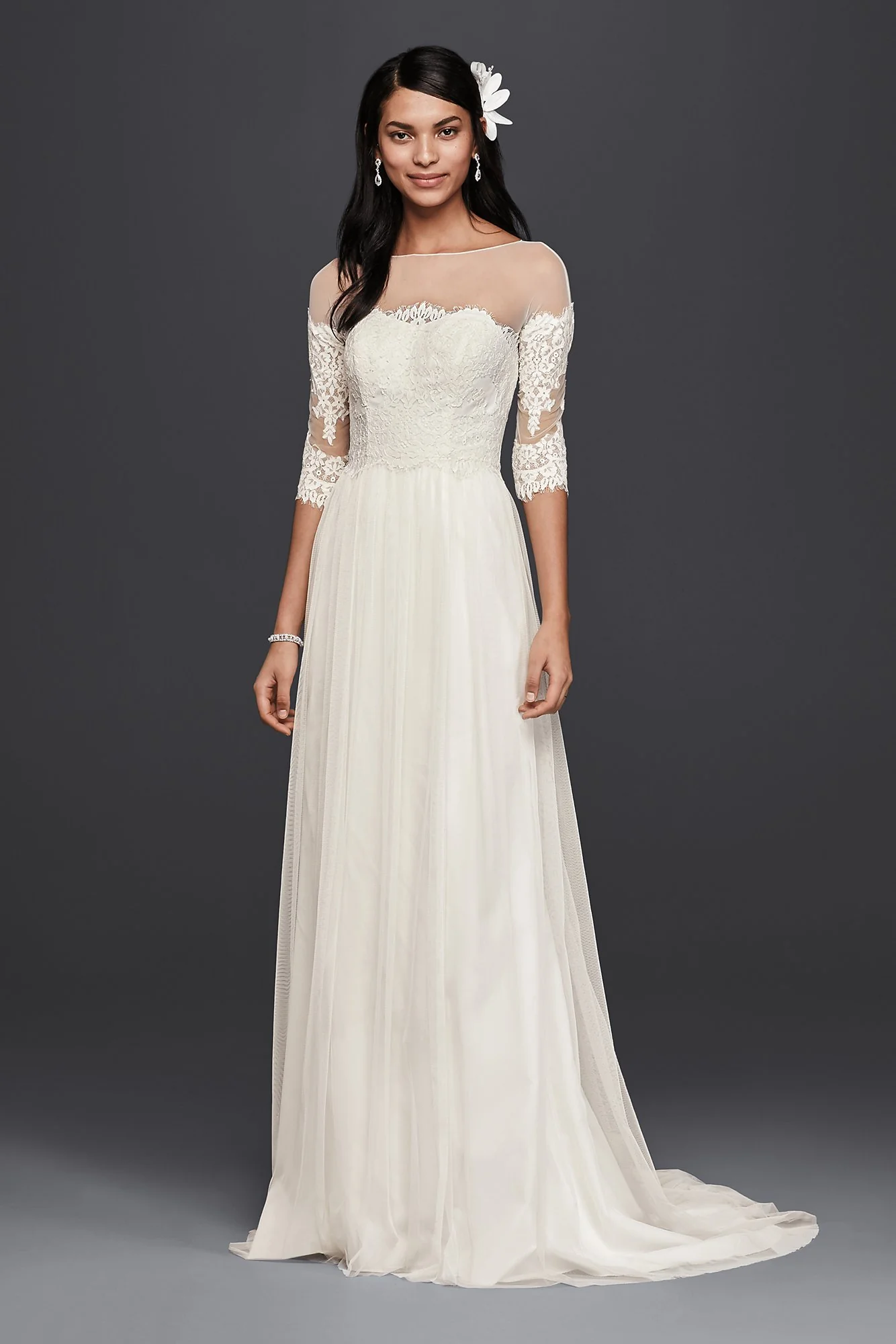 As-Is Wedding Dress with Lace Sleeves