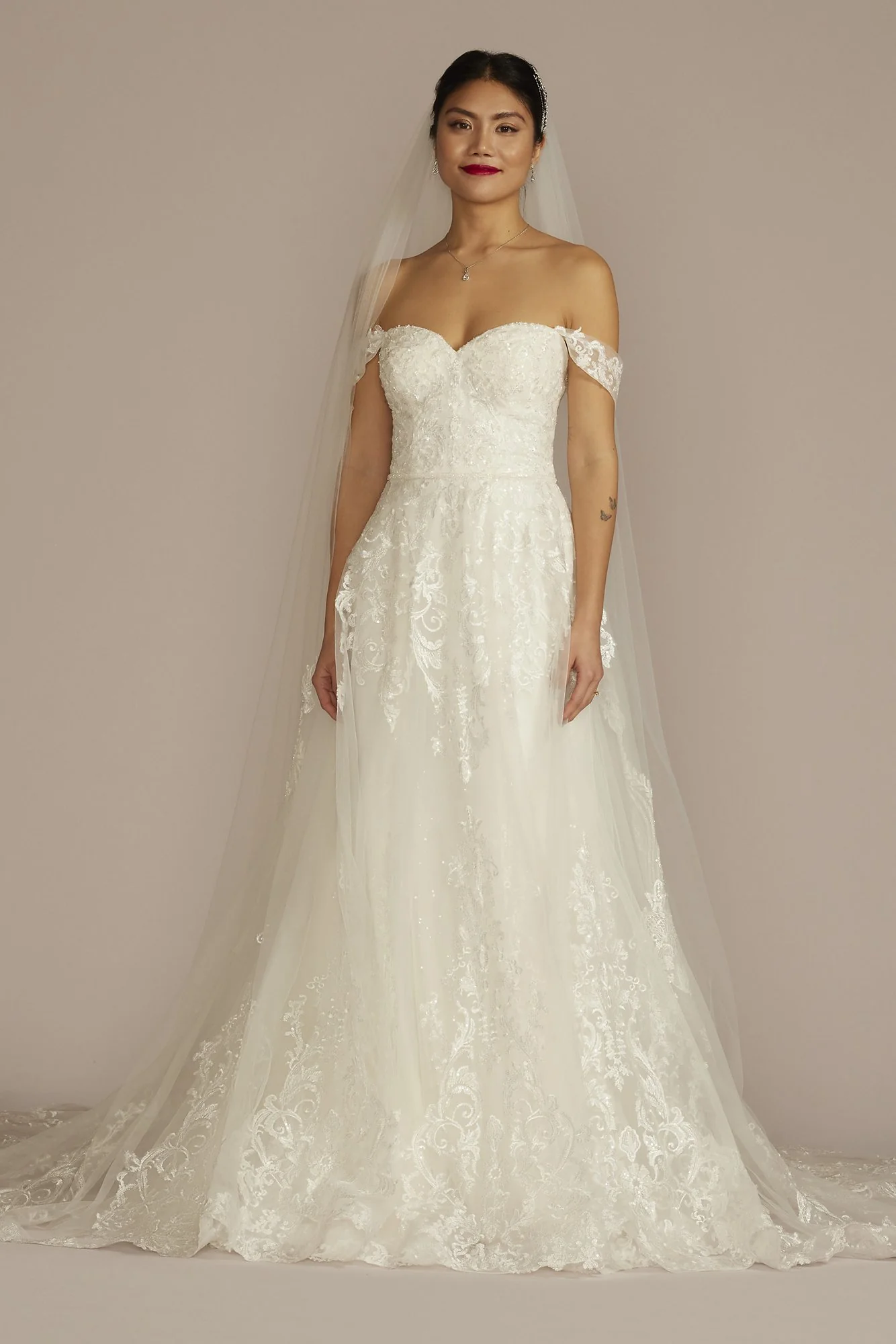 As Is Wedding Dress with Removable Sleeves