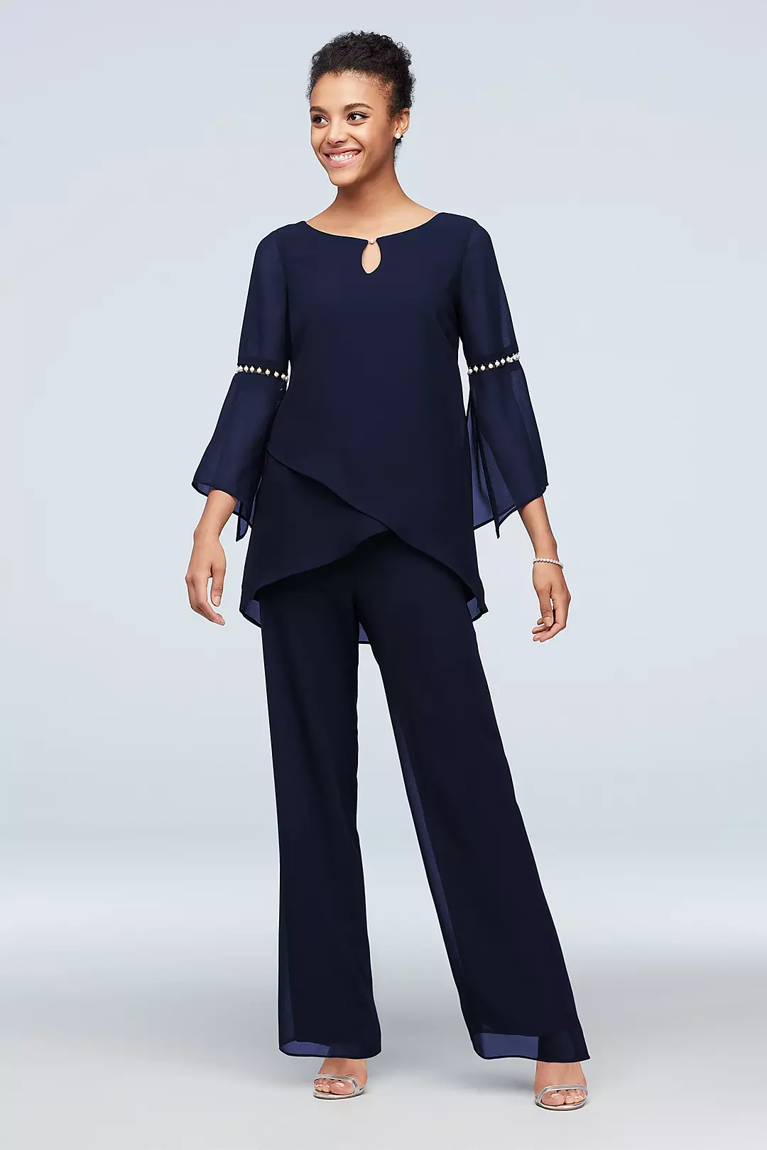 Asymmetric Hem Pants and Top Set with Pearl Detail - Image 24