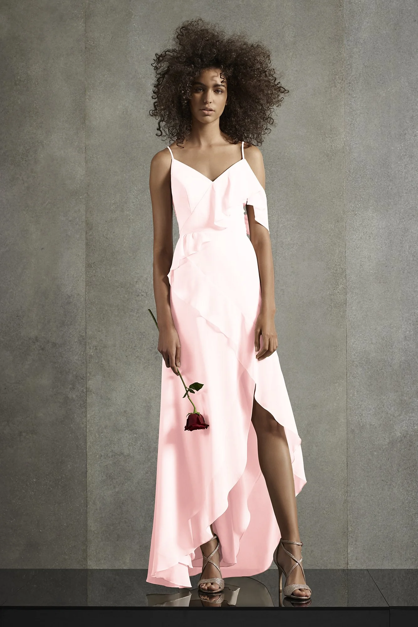 Asymmetric Ruffle Spaghetti Strap Bridesmaid Dress - Image 7