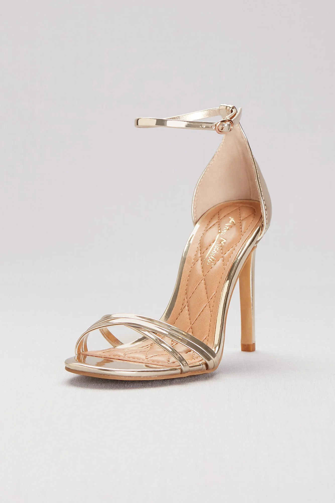 Asymmetrical Cross-Strap Metallic Heels