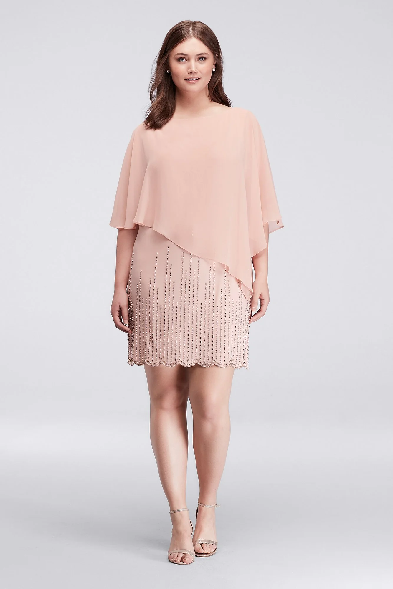 Asymmetrical Shawl Dress with Beaded Underlay - Image 3
