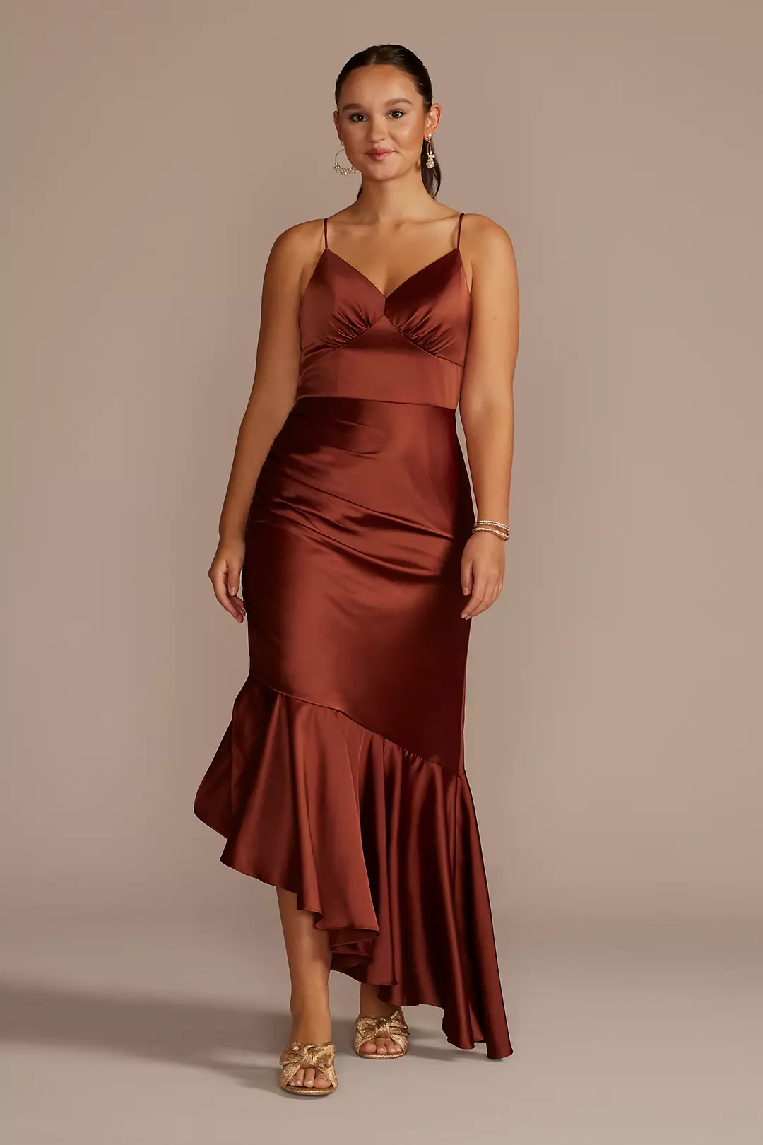 Asymmetrical Stretch Charmeuse Sheath Dress - Image 12