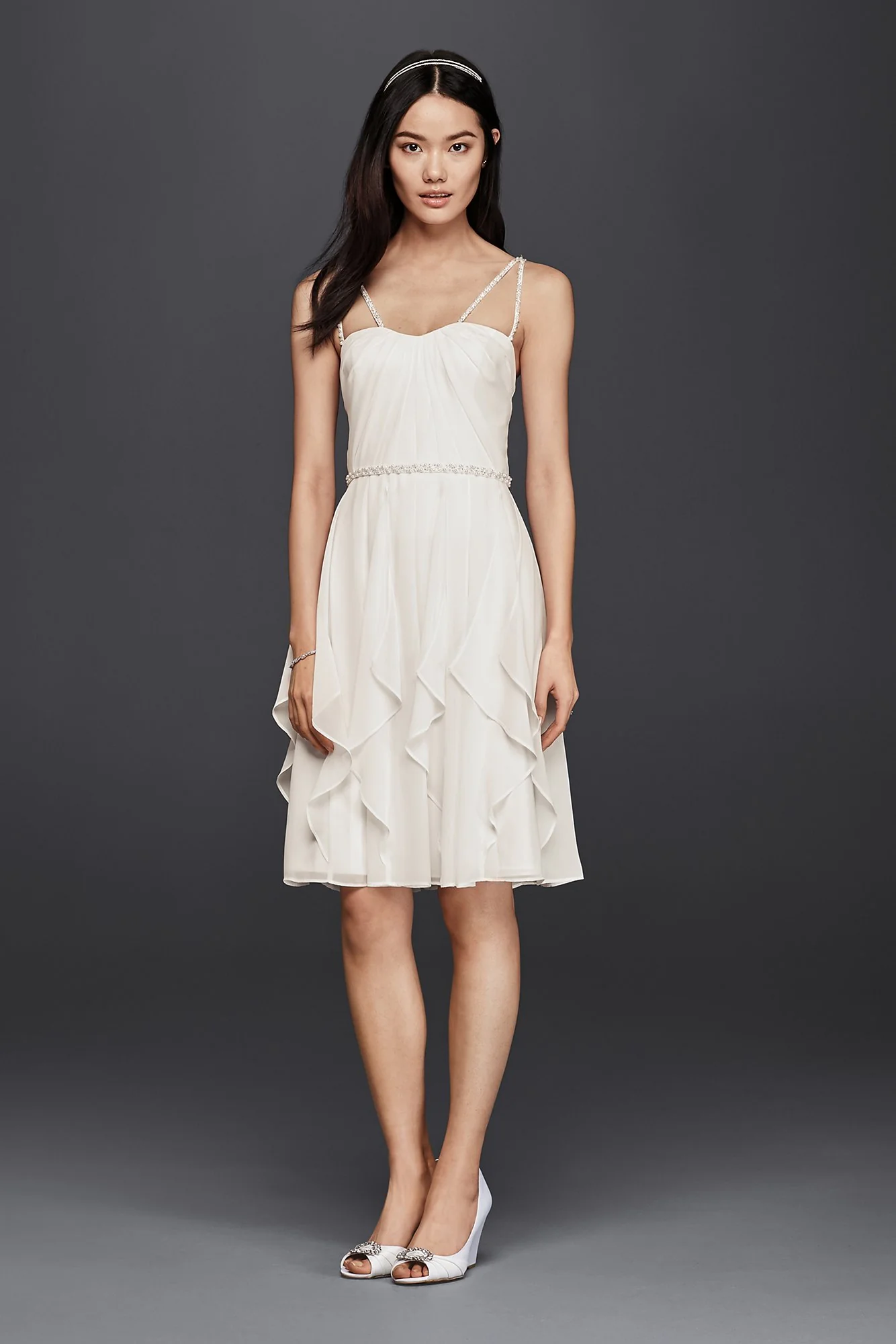 Short Wedding Dress with Frilly Skirt - Image 3