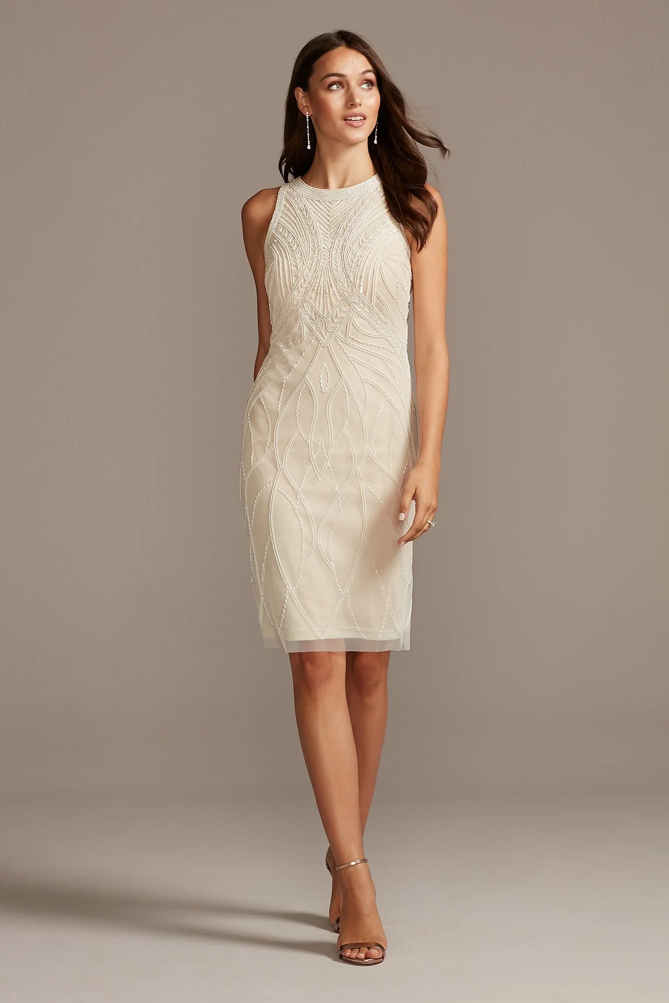 Bead and Sequin Mesh Overlay Shift Dress - Image 2
