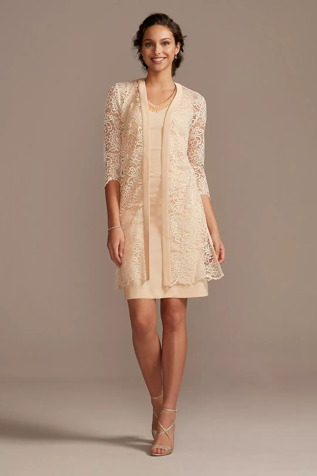 Beaded and Scalloped Lace V-Neck Jacket Set - Image 5