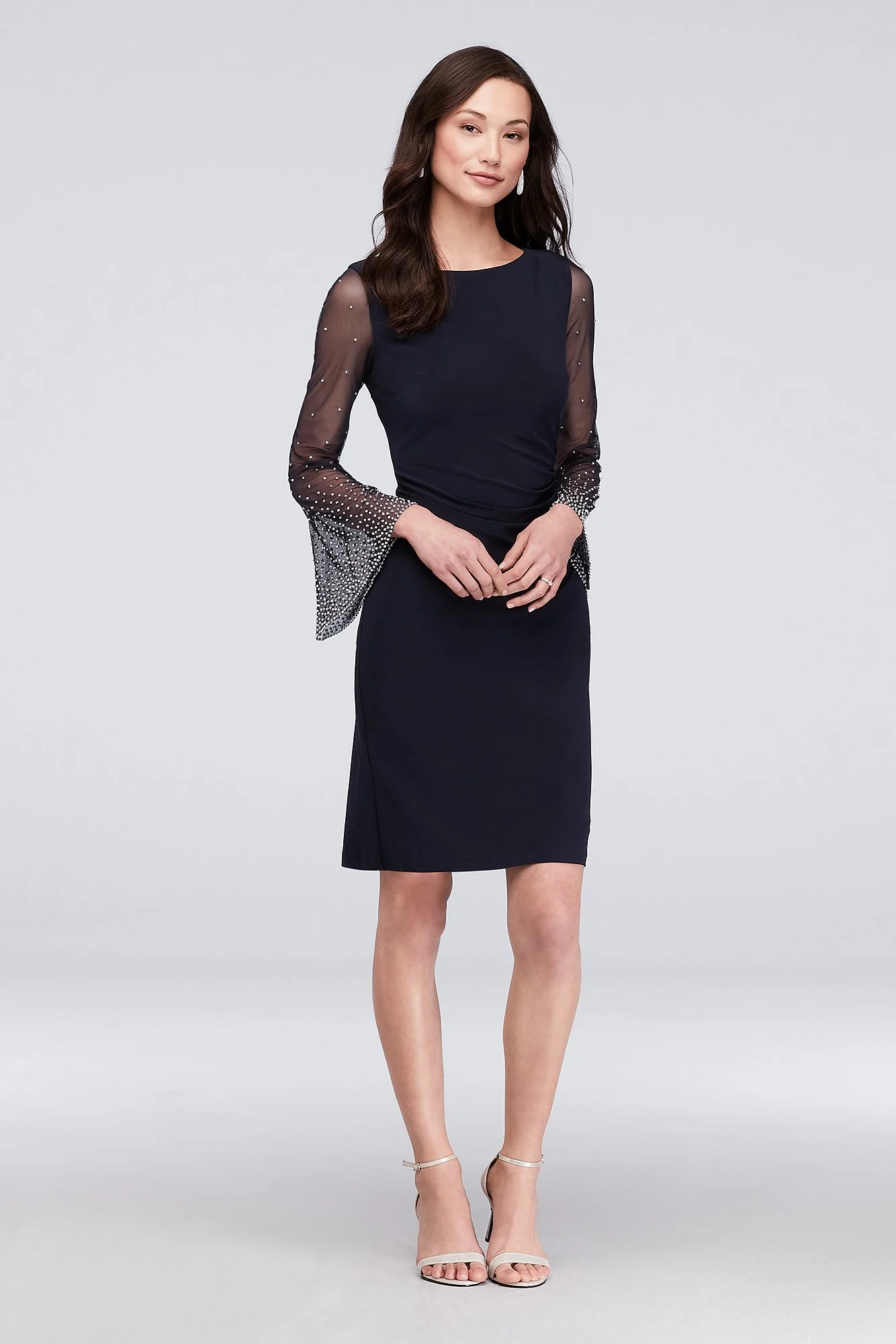 Beaded Bell Sleeve Matte Jersey Cocktail Dress - Image 2