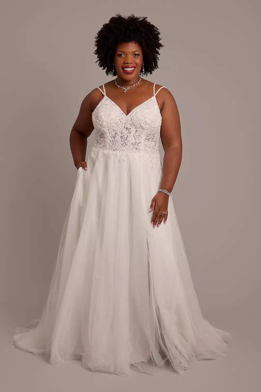 Beaded Bodice Wedding Dress with Tulle Skirt - Image 11