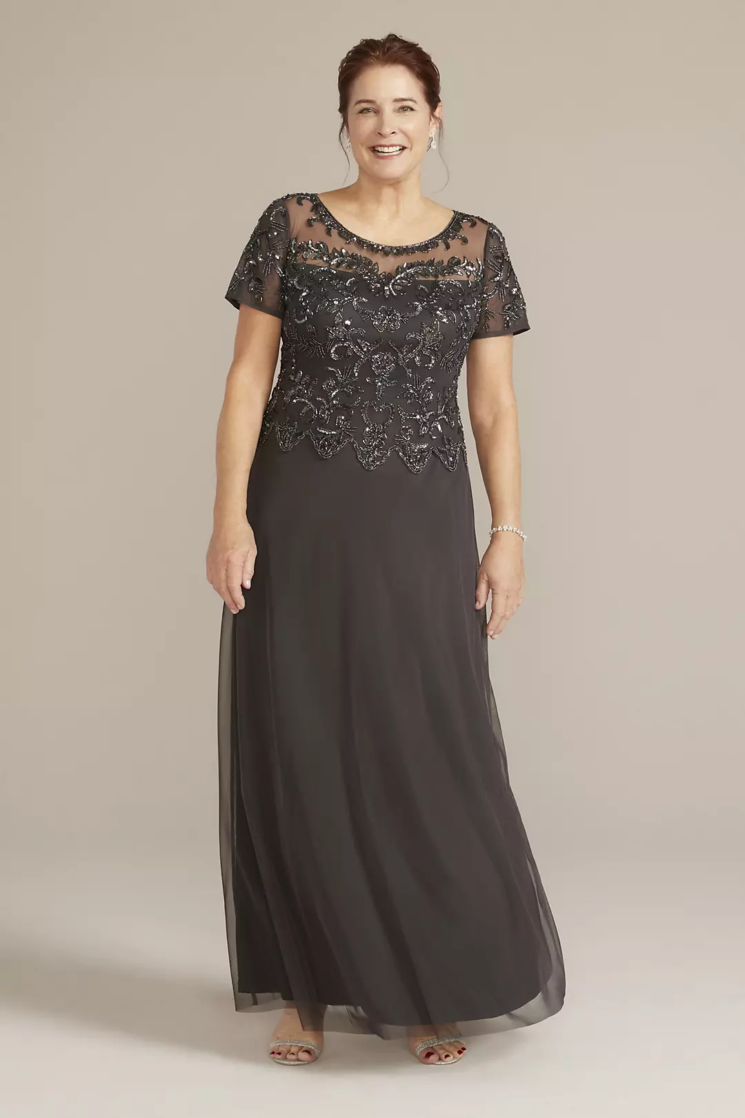 Beaded Chiffon Floor Length Sheath Gown - Image 14