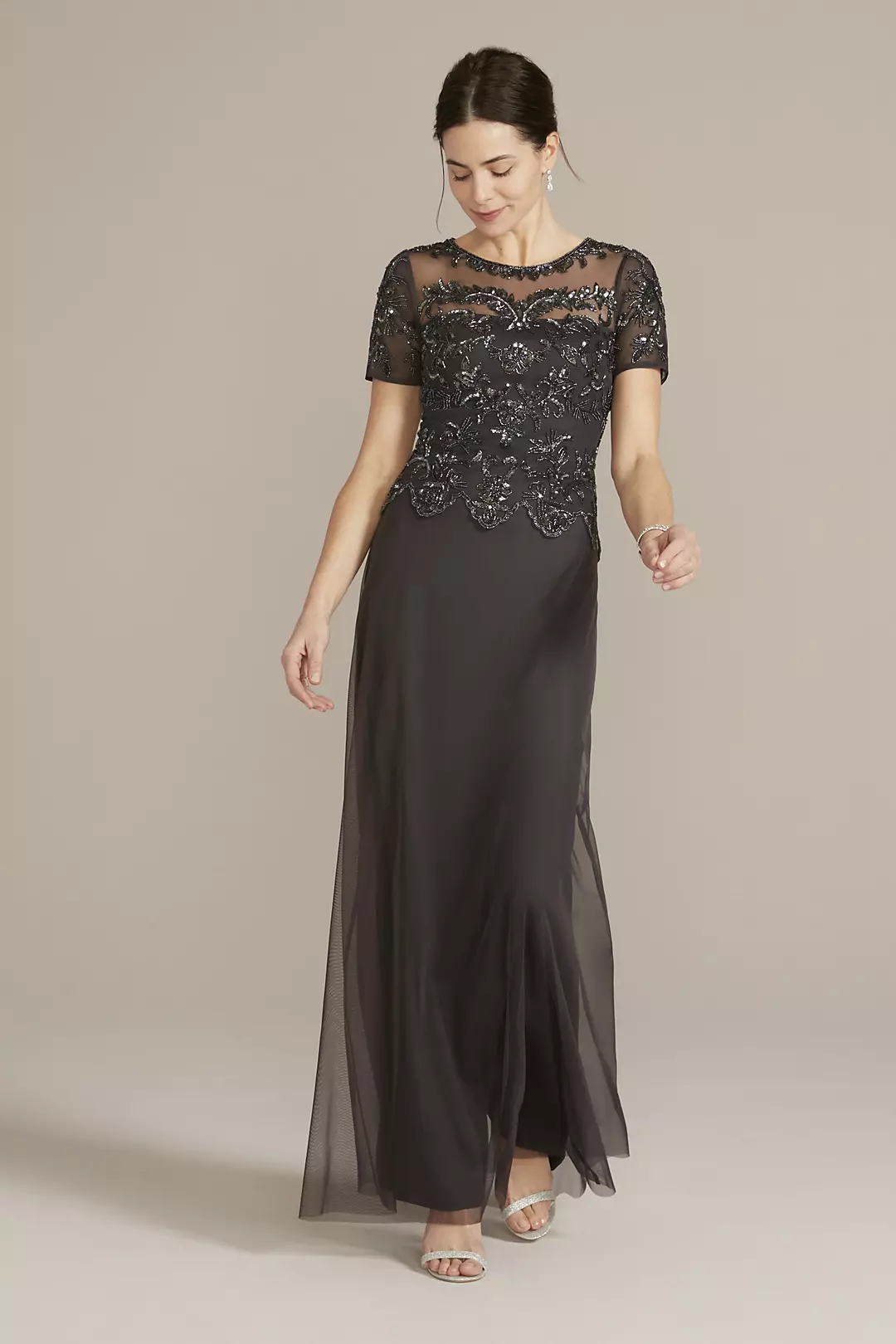 Beaded Chiffon Floor Length Sheath Gown - Image 9