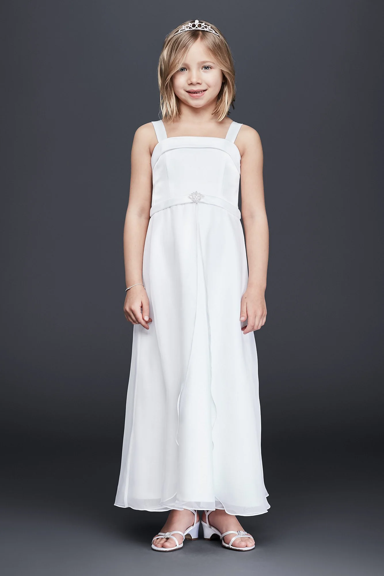 Beaded Chiffon Long Flower Girl Dress