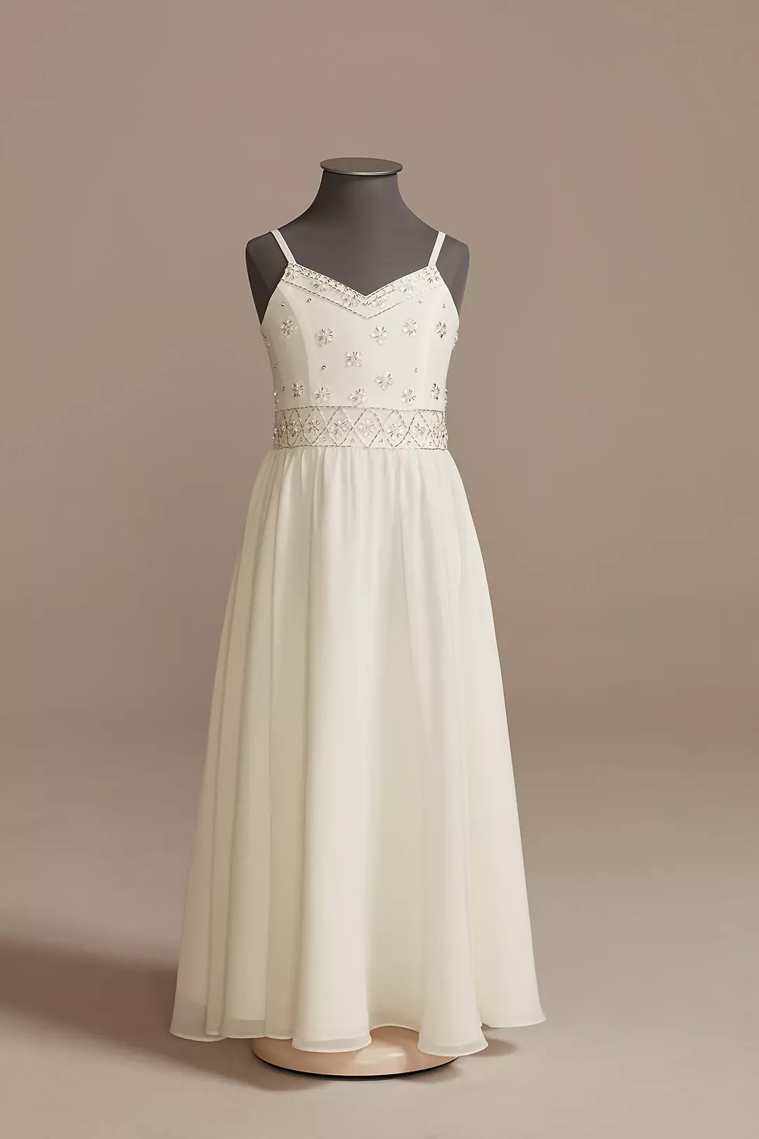 Beaded Chiffon Spaghetti Strap Flower Girl Dress - Image 9