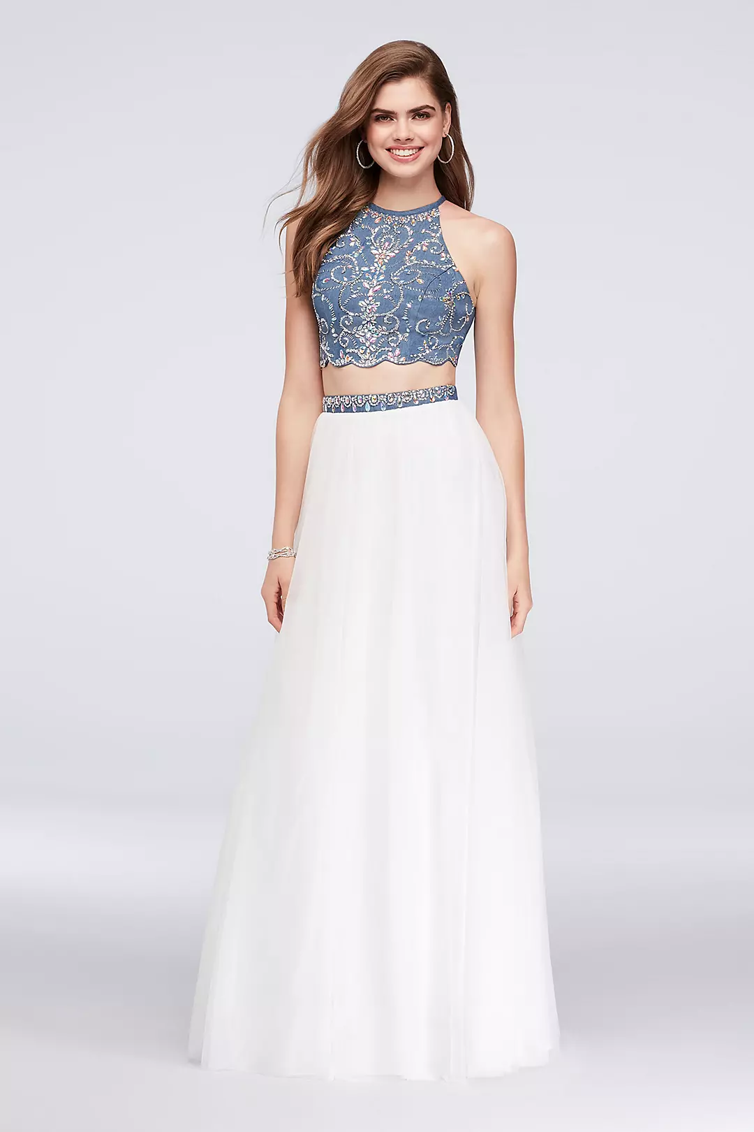 Beaded Denim and Tulle Two-Piece Dress - Image 5