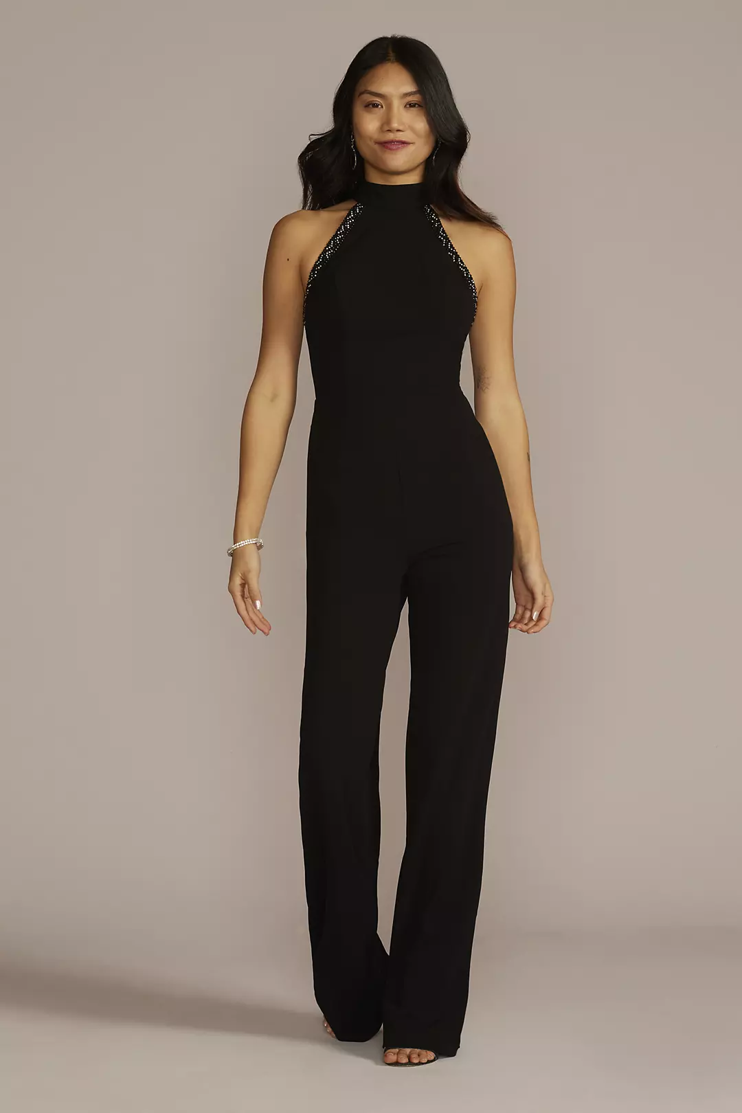 Beaded Halter Crepe Jumpsuit - Image 7