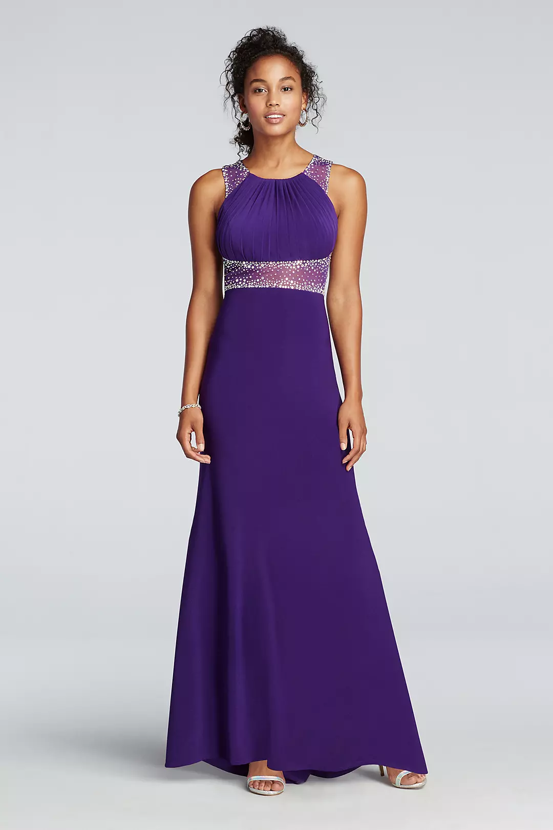 Beaded Illusion Floor Length Prom Dress - Image 4