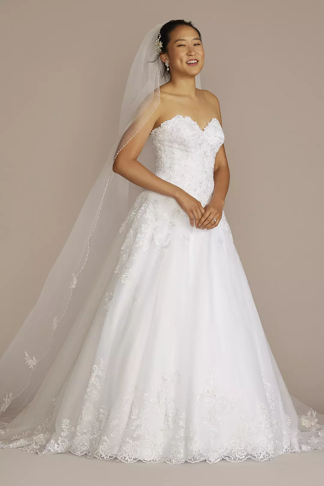 Beaded Lace and Tulle Ball Gown Wedding Dress - Image 15
