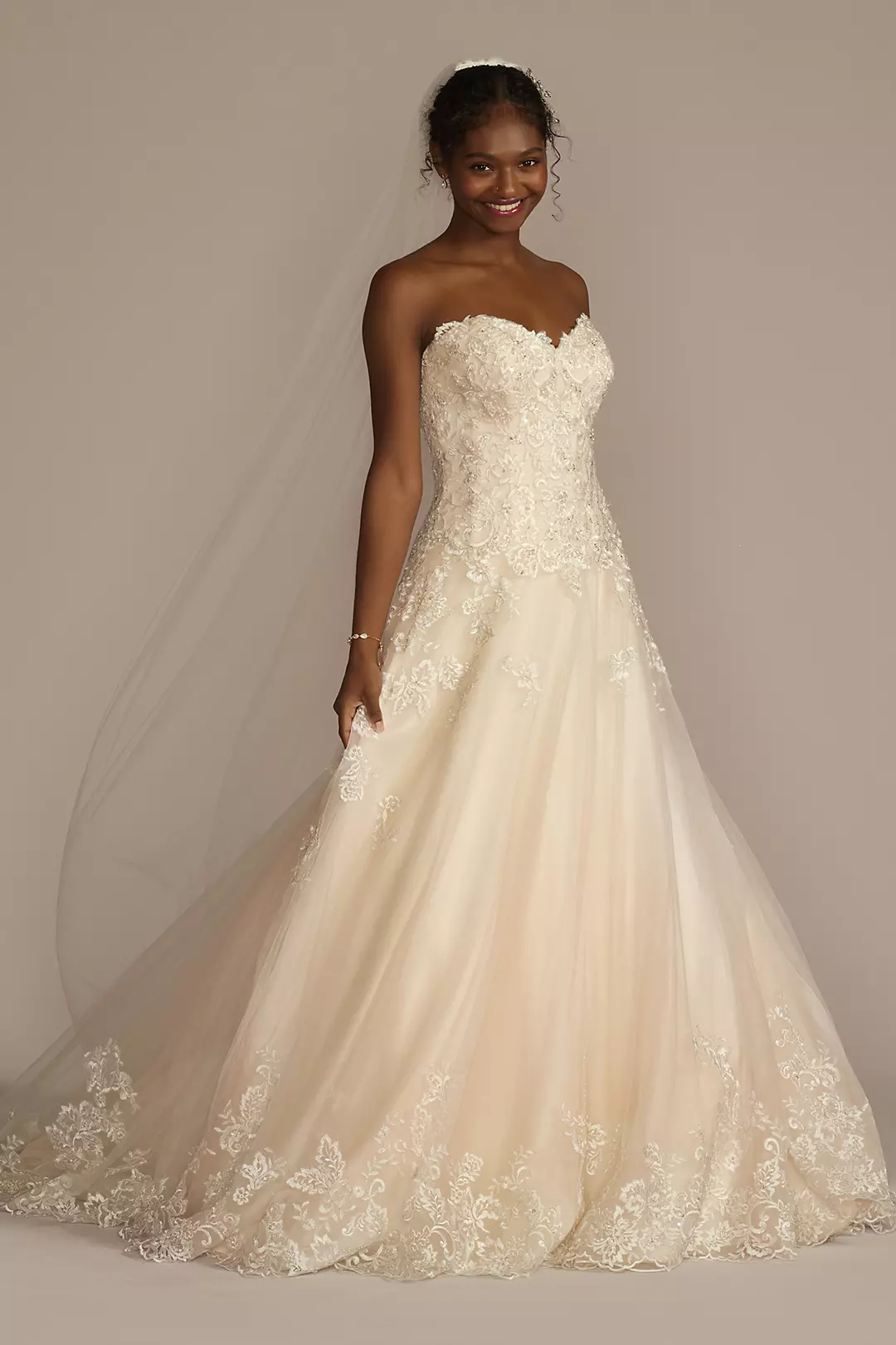 Beaded Lace and Tulle Ball Gown Wedding Dress - Image 17
