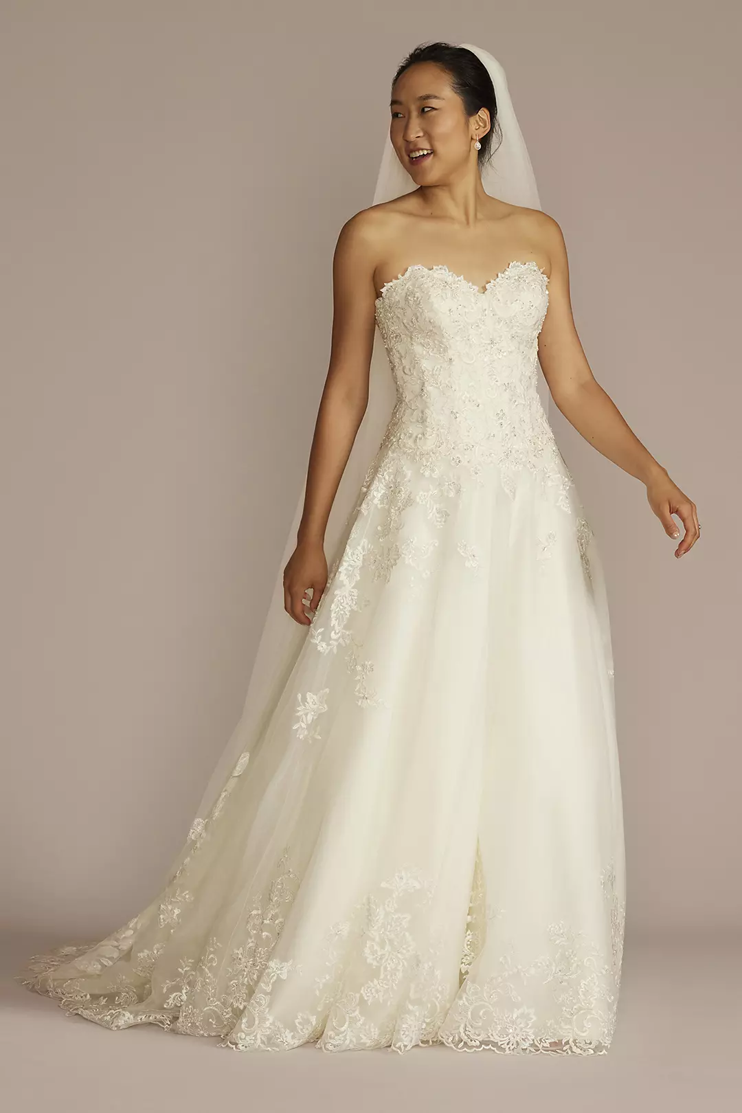 Beaded Lace and Tulle Ball Gown Wedding Dress - Image 20