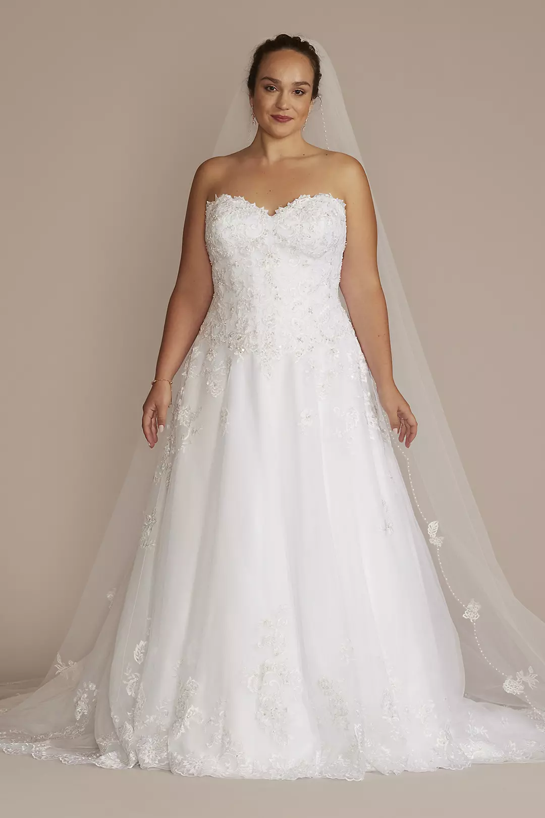 Beaded Lace and Tulle Ball Gown Wedding Dress - Image 29