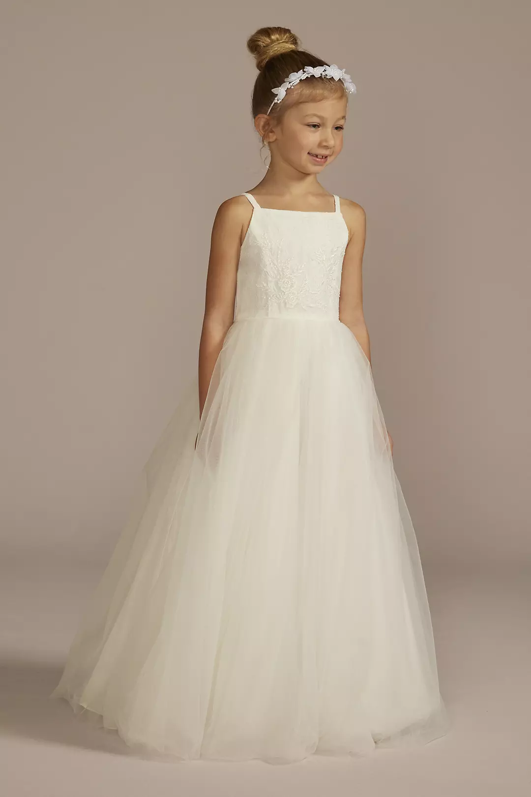 Beaded Lace and Tulle Flower Girl Ball Gown Dress - Image 3