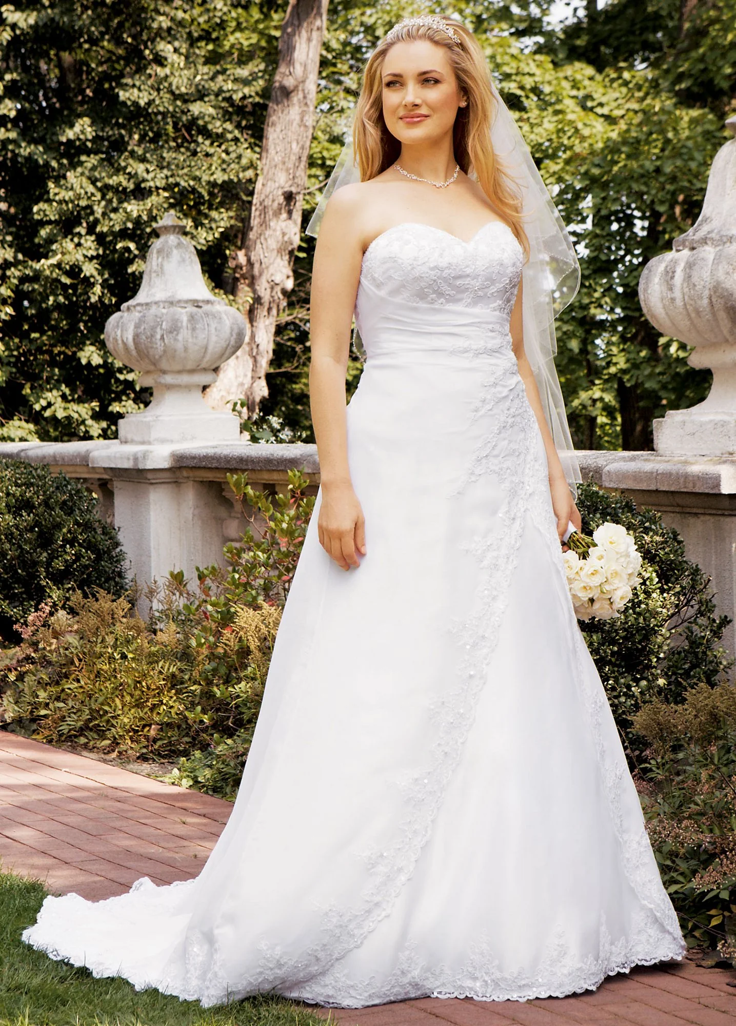 Beaded Lace Side Drape with Satin Split Front - Image 2