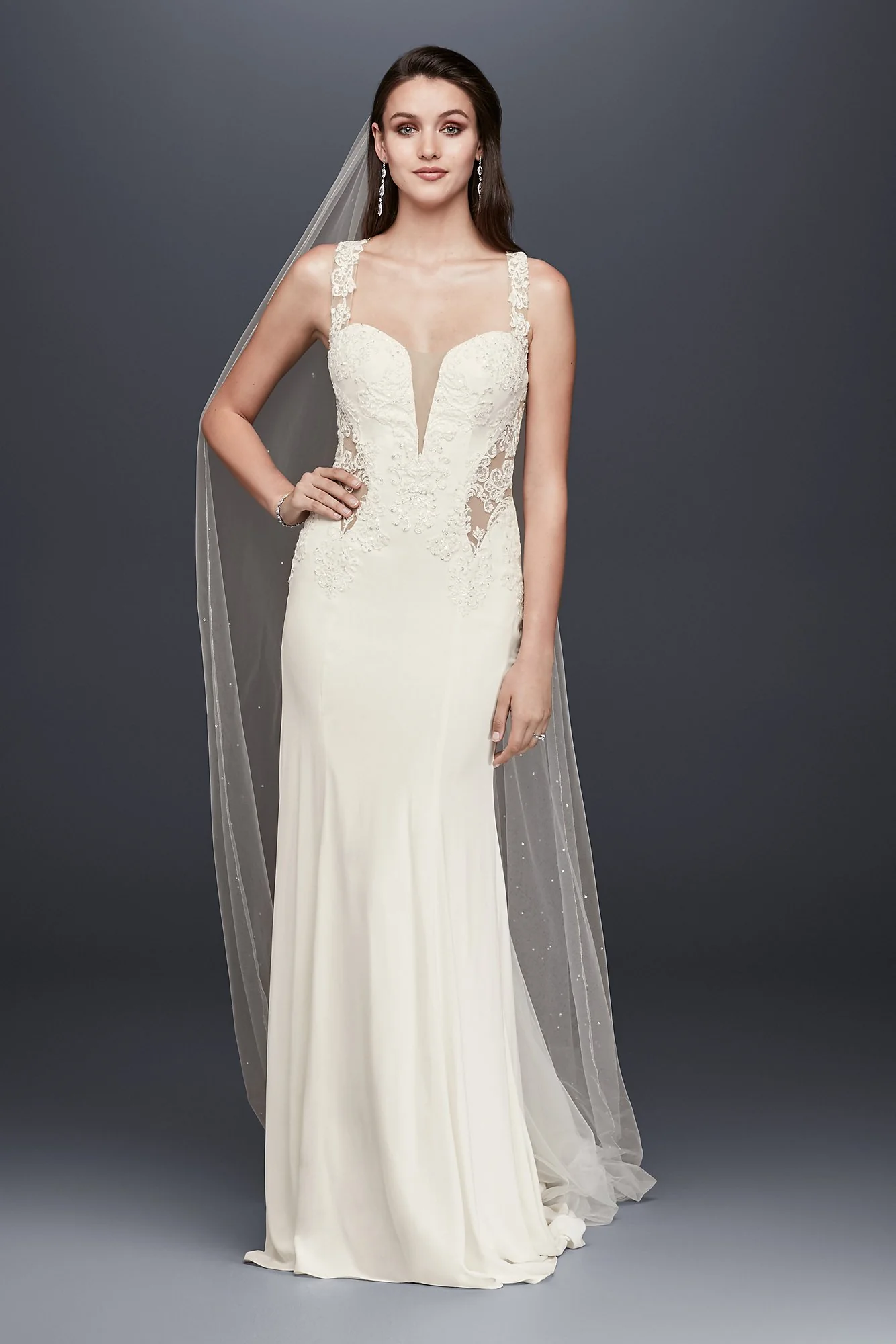 Beaded Lace Wedding Dress with Illusion Details - Image 4