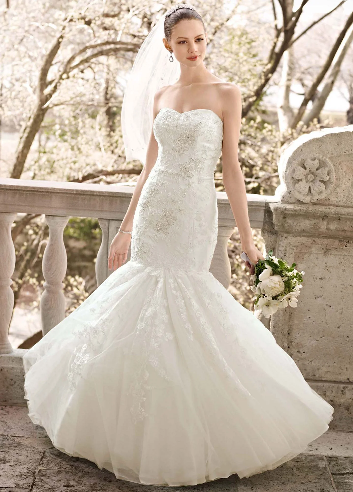 Beaded Layered Lace Fit and Flare Gown - Image 2