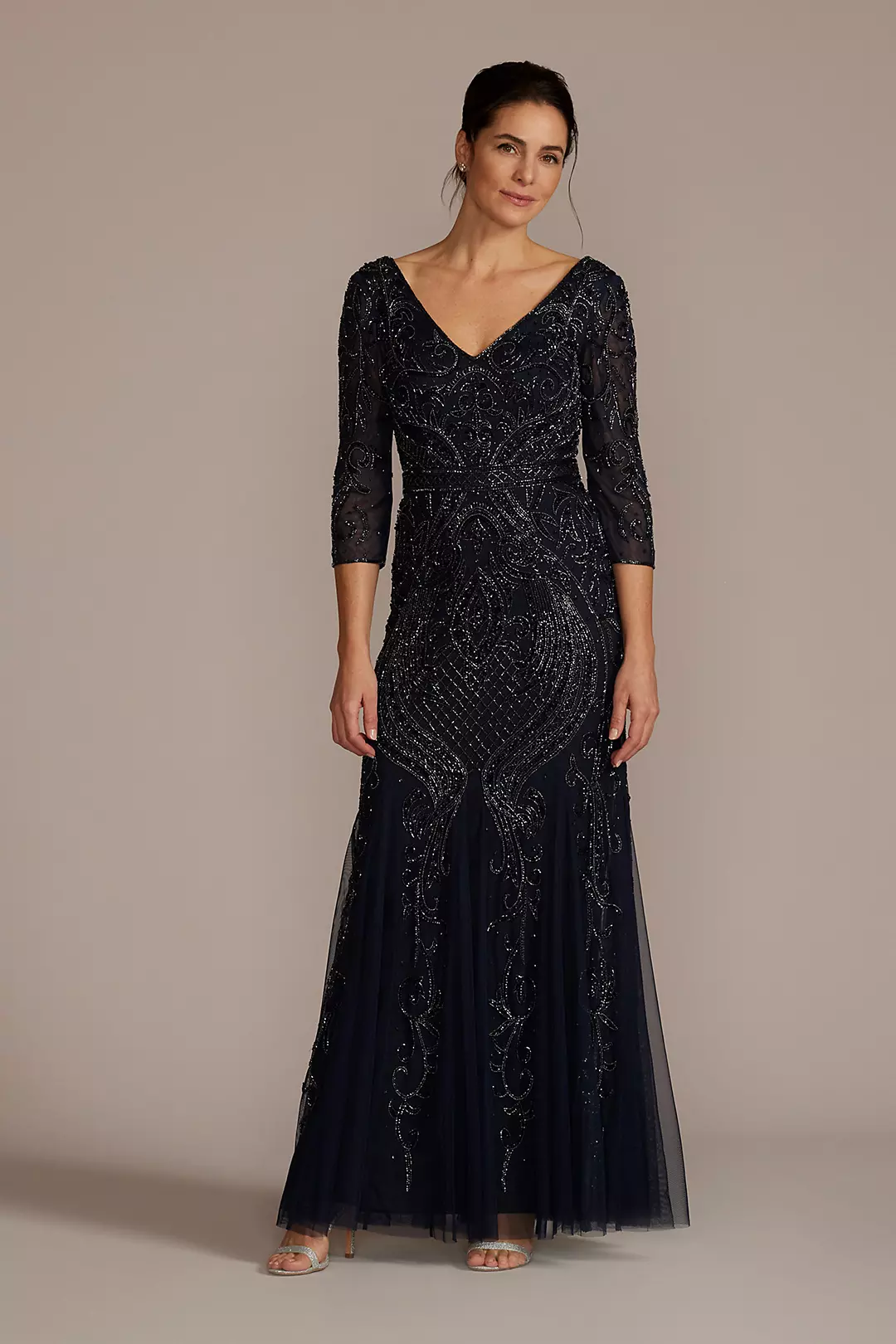 Beaded Mermaid Gown with Tulle Godets - Image 4