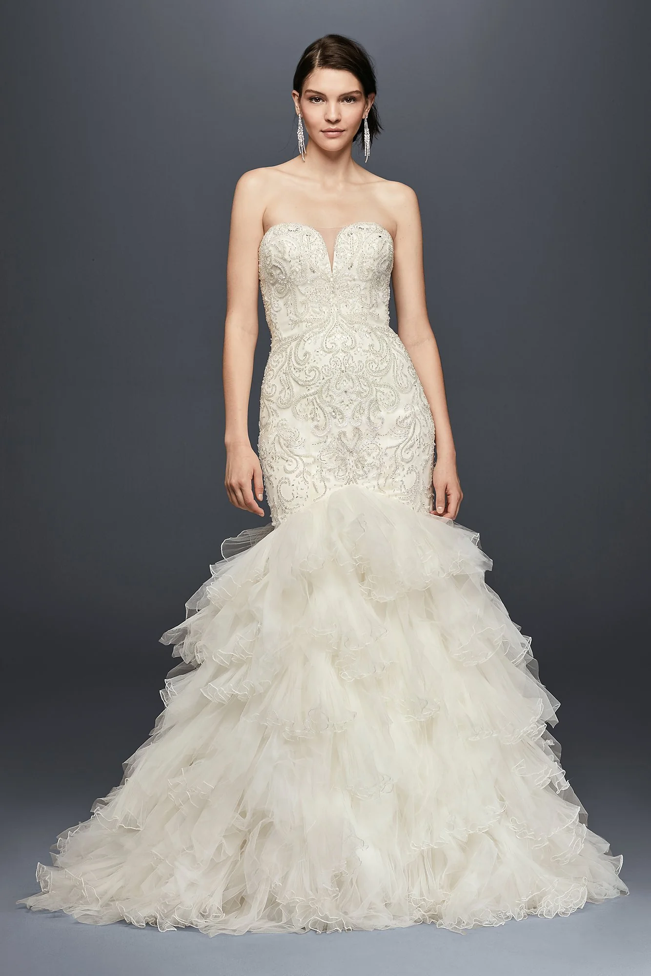 Beaded Mermaid Wedding Dress with Tulle Skirt - Image 4