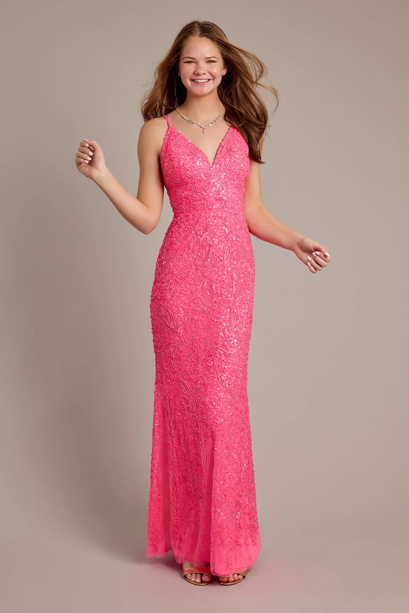 Beaded Plunge Sheath Dress - Image 3