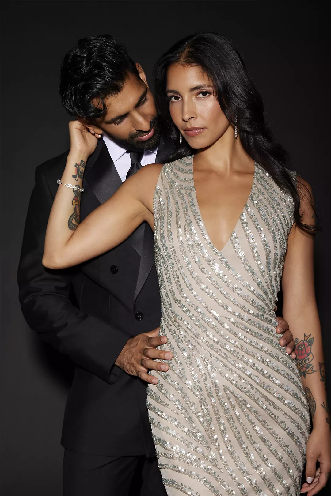 Beaded Plunge Tank Sheath Dress - Image 3