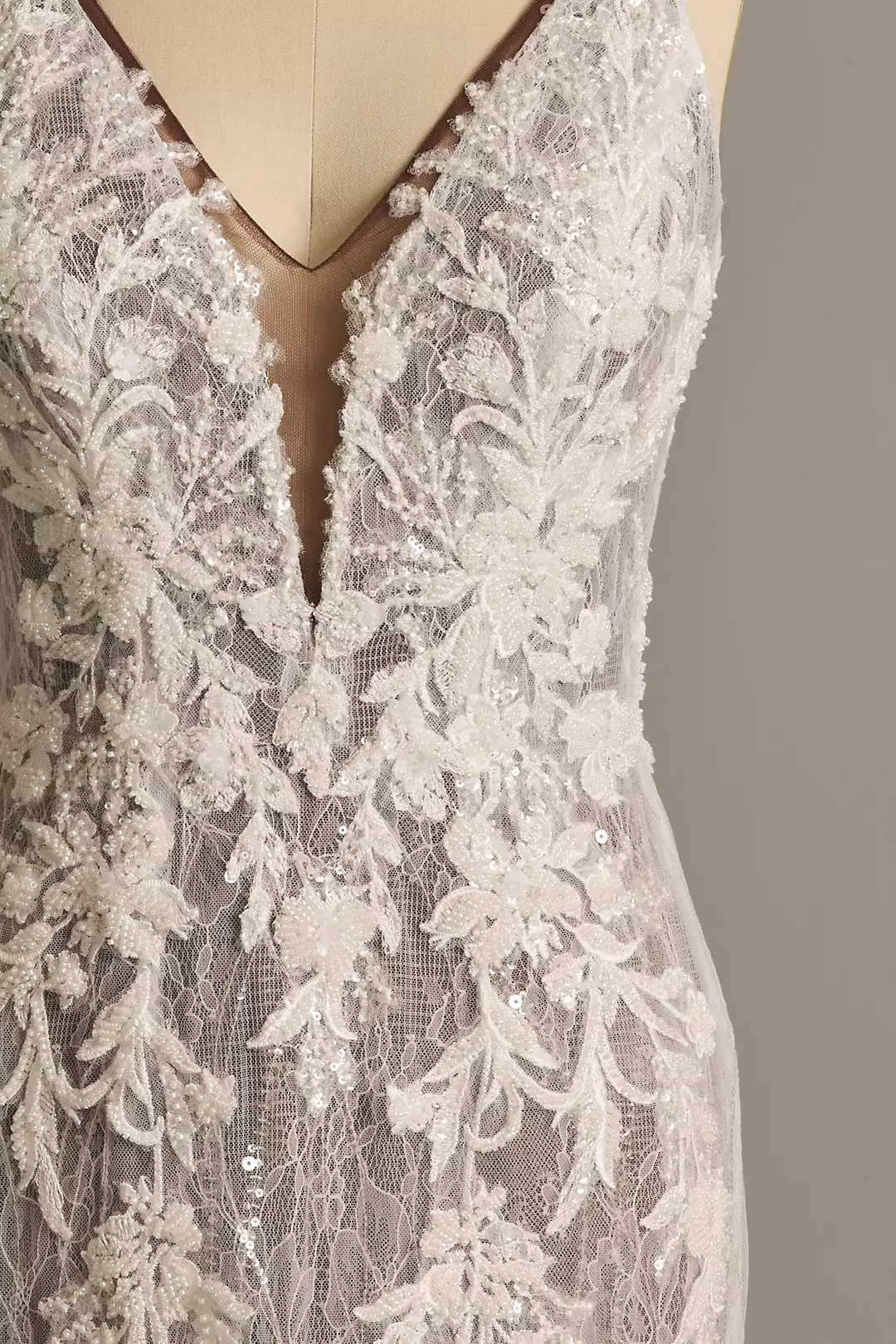 Beaded Plunging Tank Mermaid Wedding Dress - Image 19