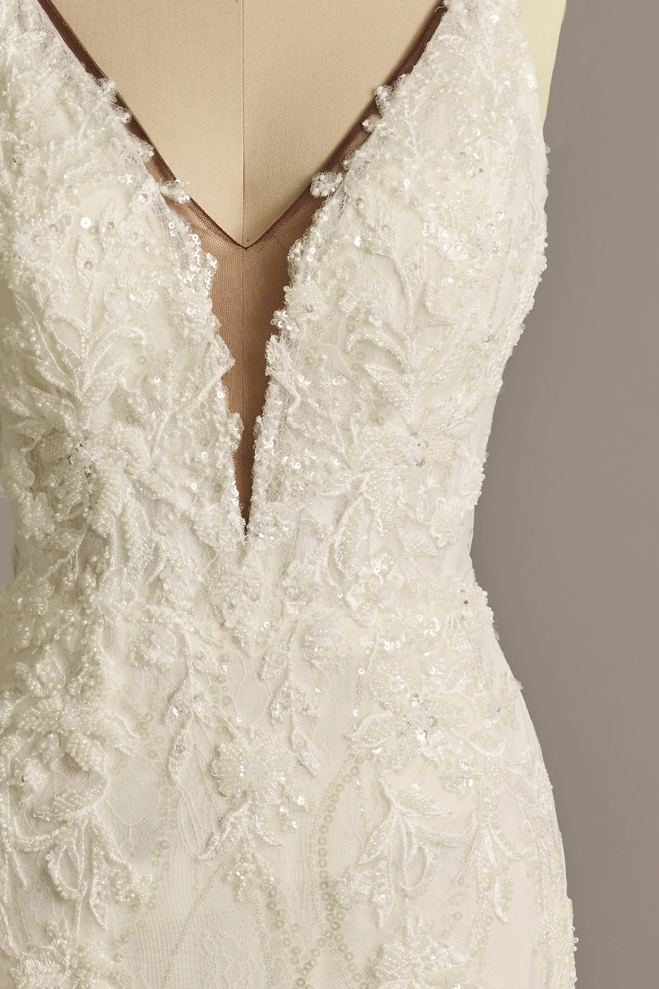 Beaded Plunging Tank Mermaid Wedding Dress - Image 7