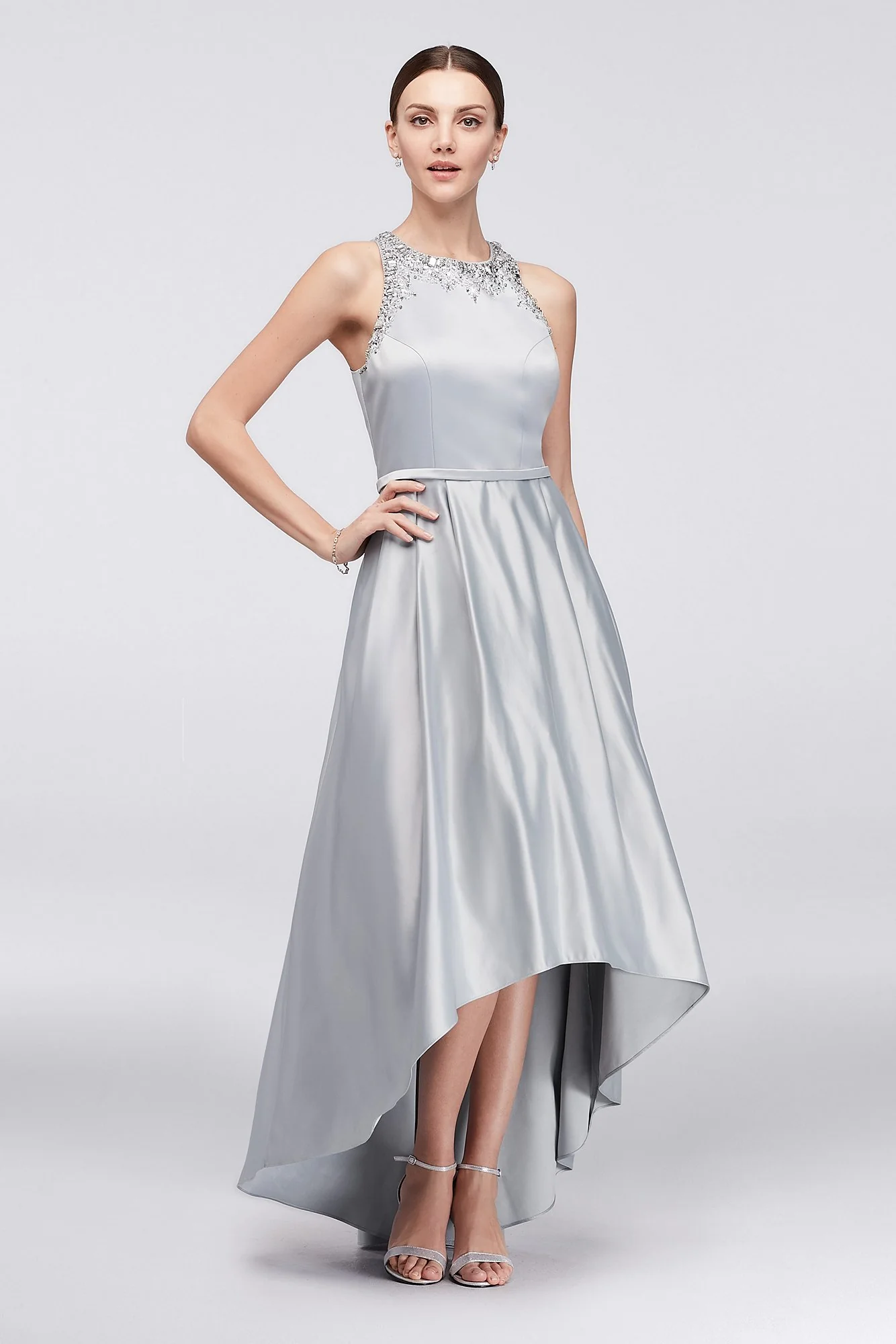 Beaded Satin High-Low Ball Gown - Image 2