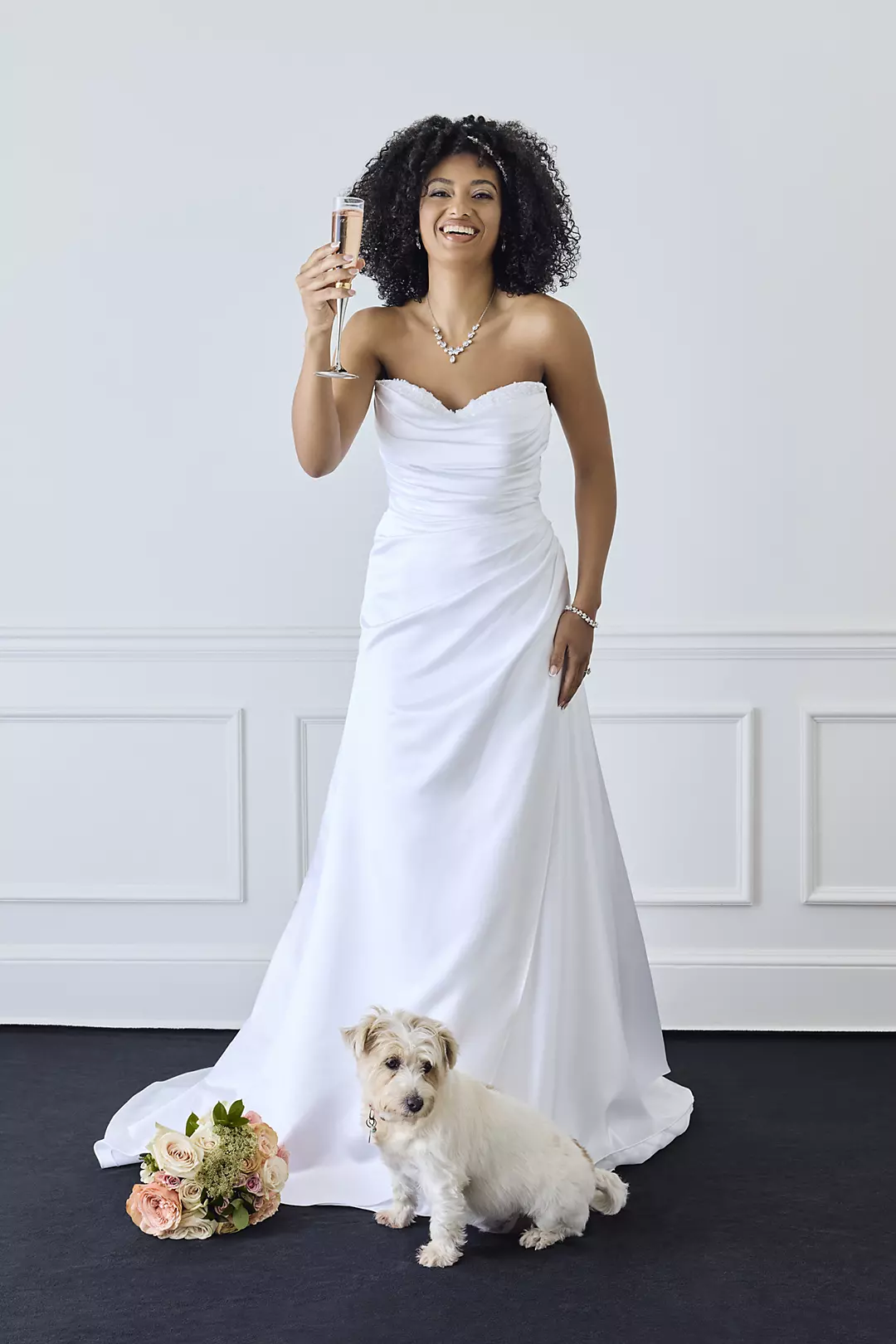 Beaded Satin Sweetheart A-Line Wedding Dress - Image 2