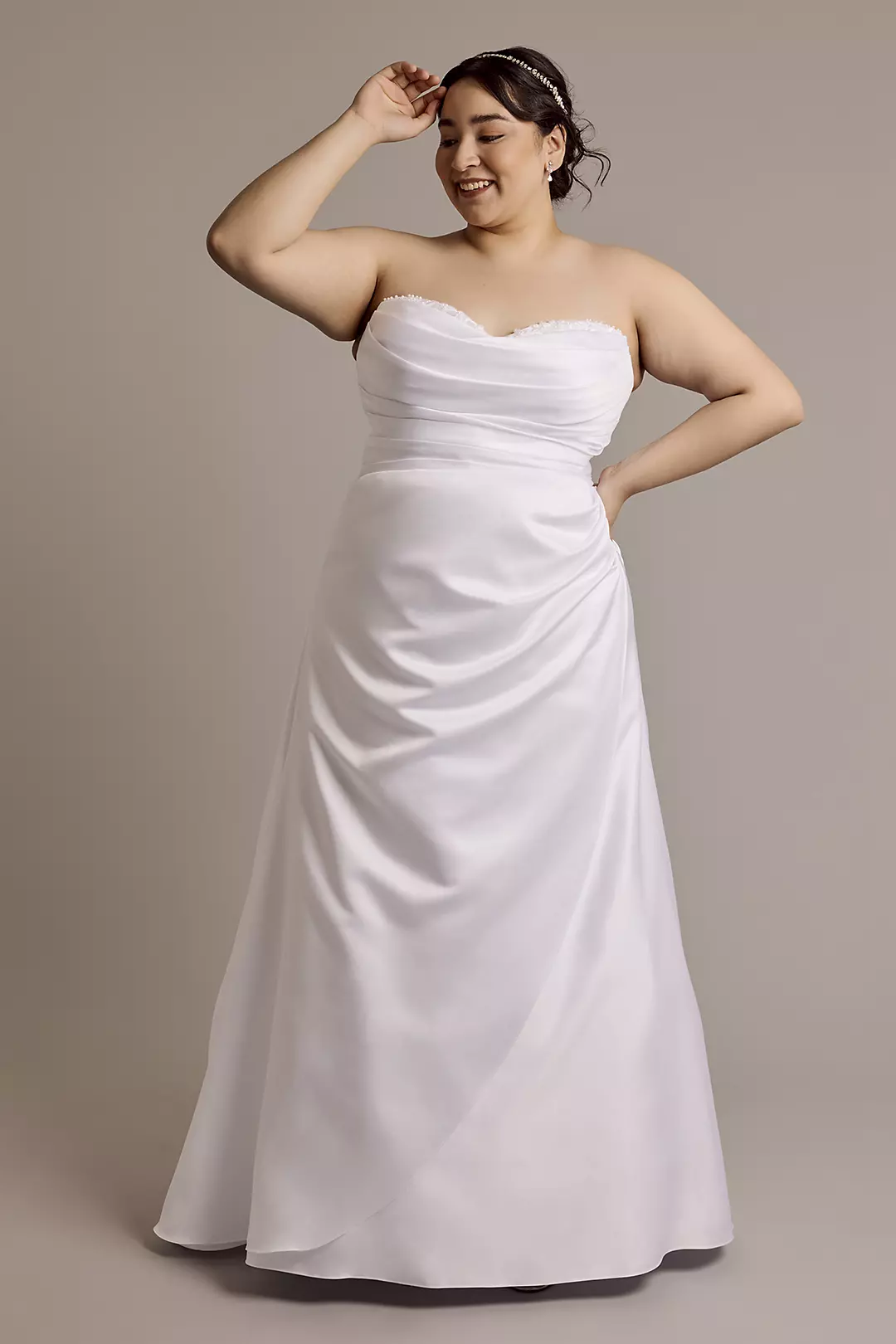 Beaded Satin Sweetheart A-Line Wedding Dress - Image 6