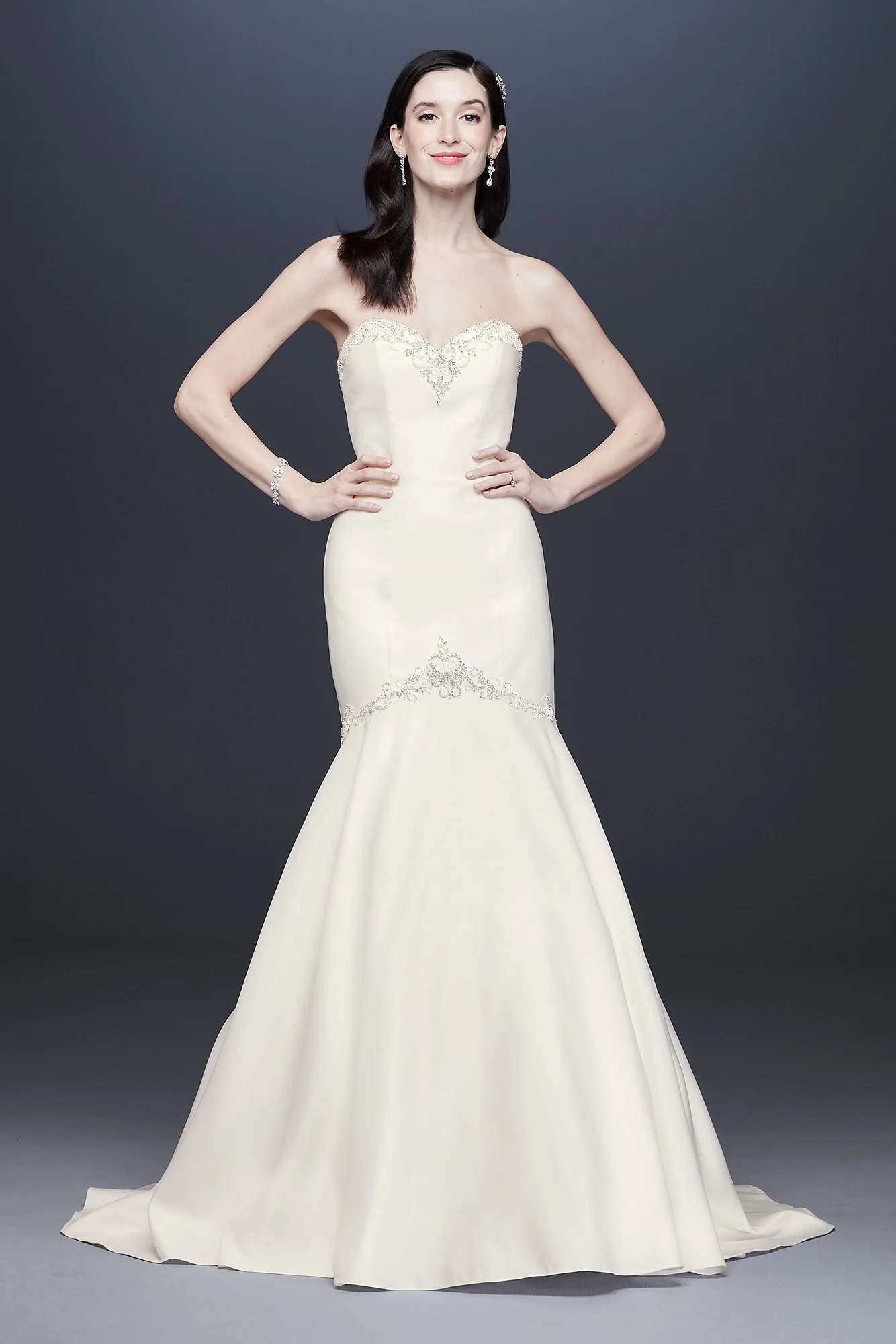 Beaded Satin Sweetheart Mermaid Wedding Dress - Image 3