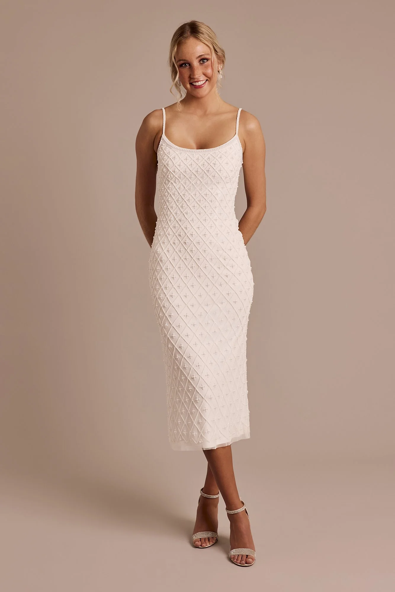 Beaded Scoop Neck Spaghetti Strap Midi Dress - Image 3