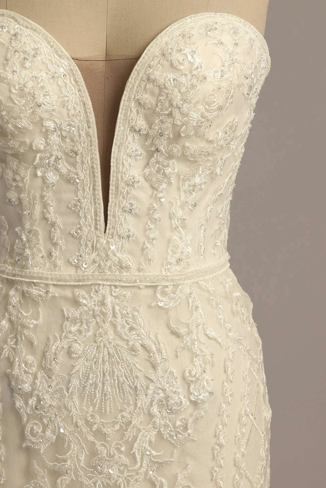 Beaded Scroll and Lace Mermaid Wedding Dress - Image 30