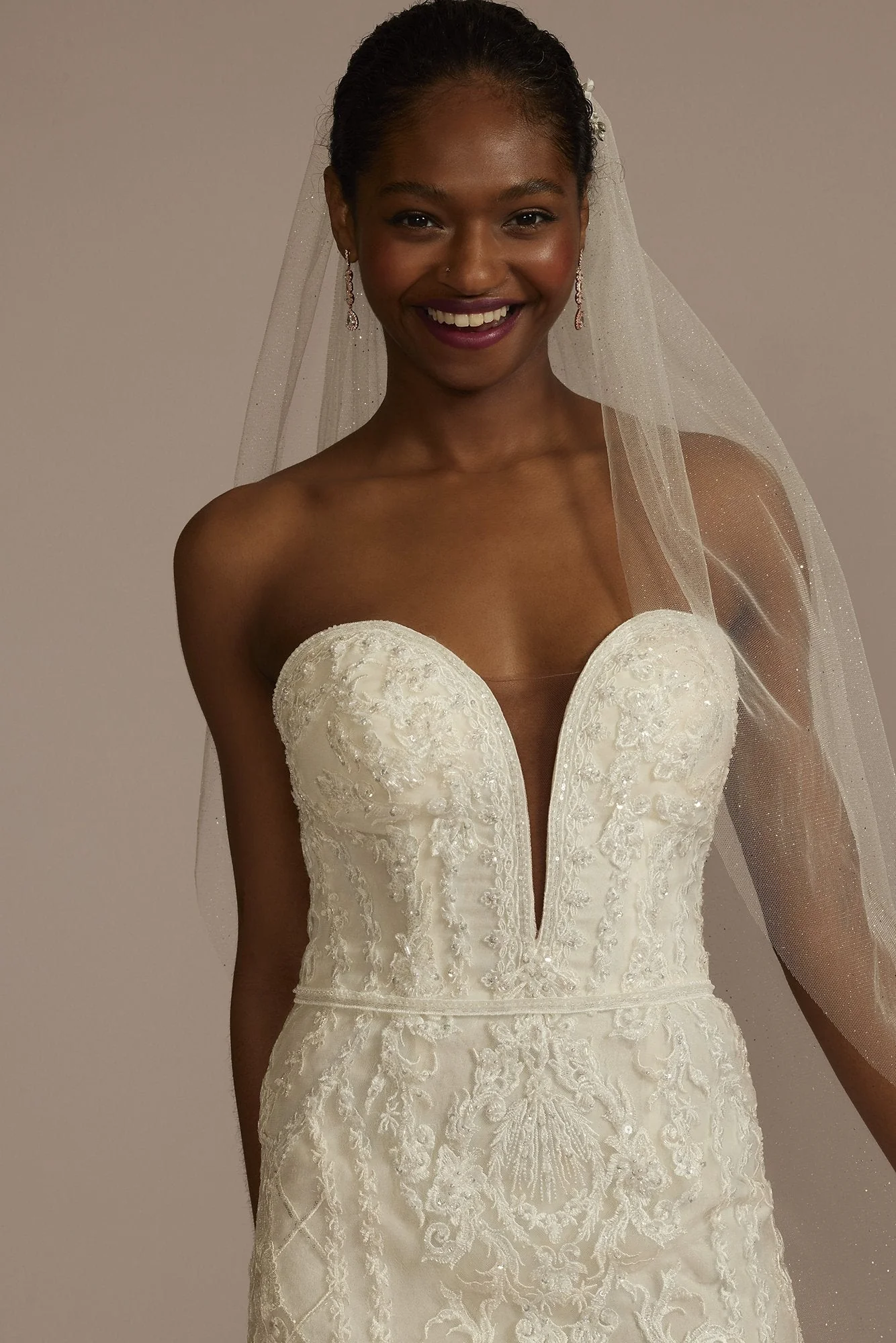 Beaded Scroll and Lace Mermaid Wedding Dress - Image 44