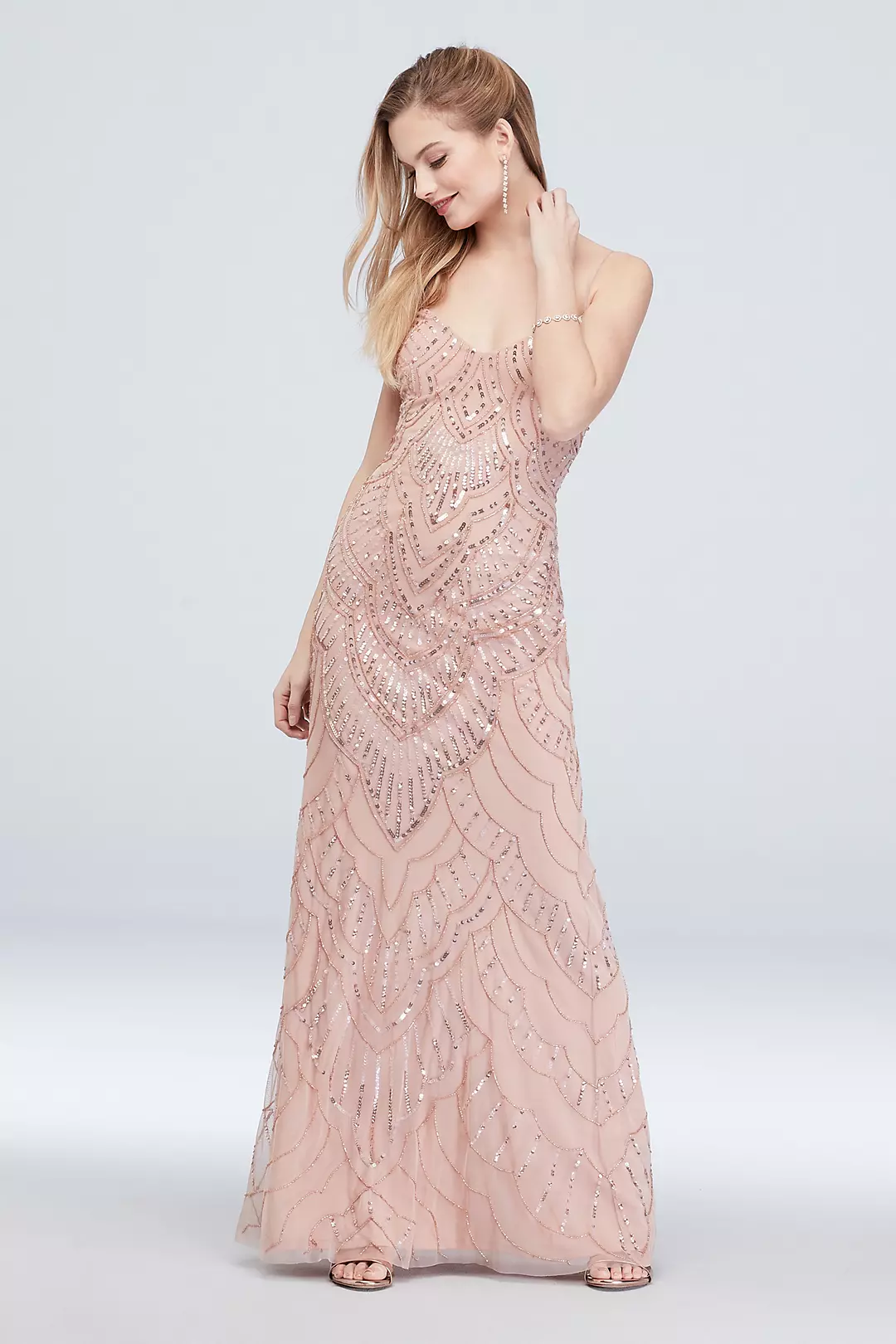 Beaded Sequin Layer Spaghetti Strap Sheath - Image 2