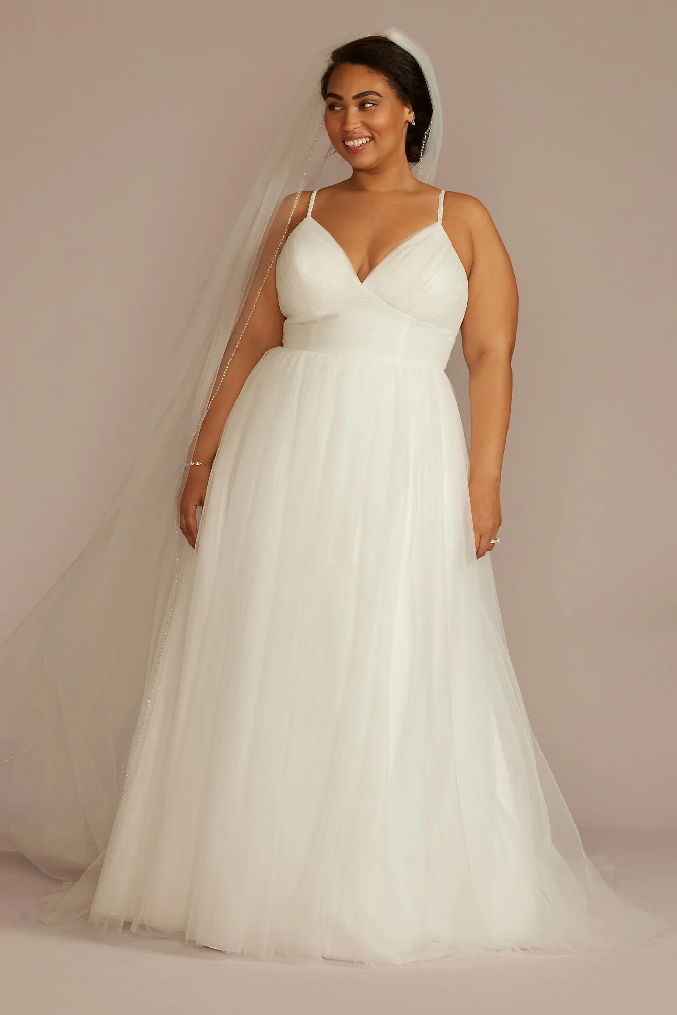 Beaded Strap Low Back Tulle A-Line Wedding Dress - Image 4