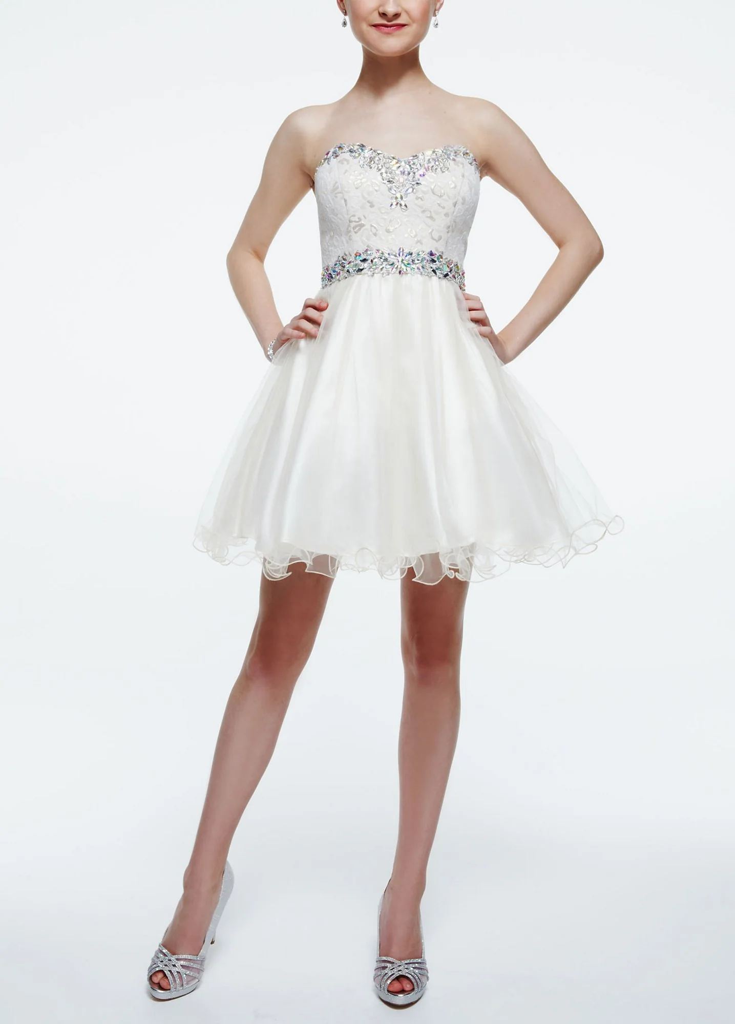 Beaded Sweetheart Neckline Dress with Tulle Skirt